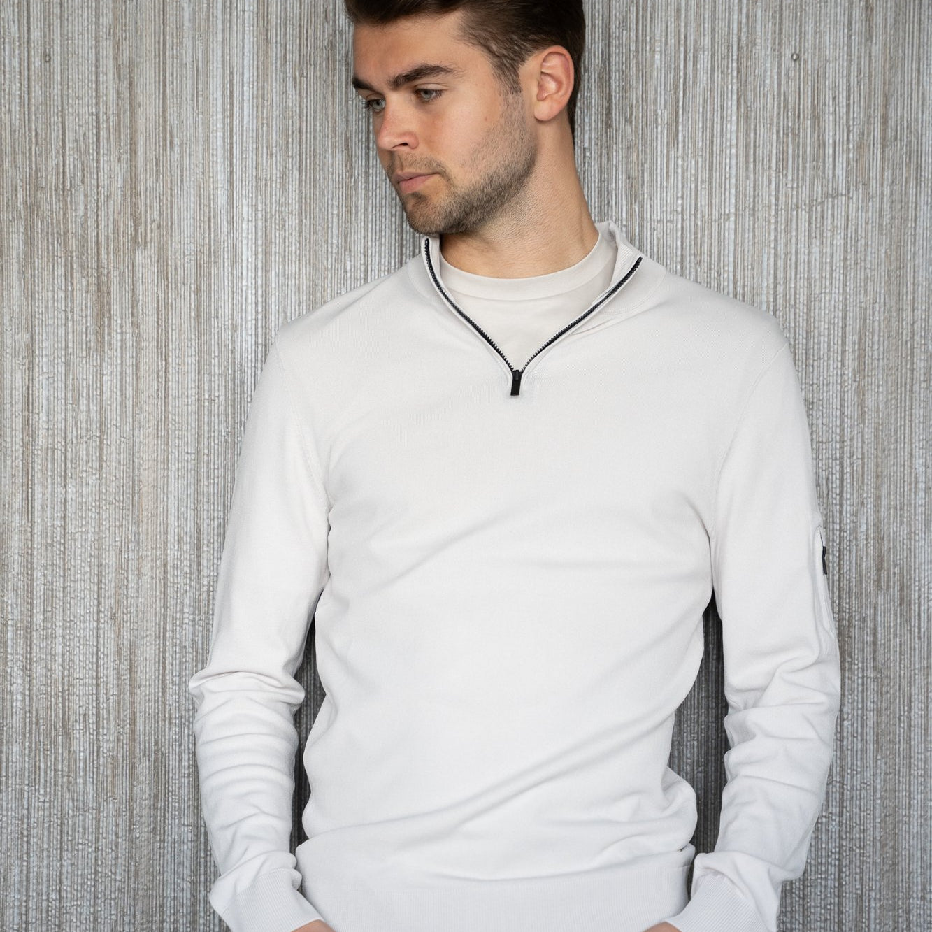 Witte Seven Dials technische half-zip trui