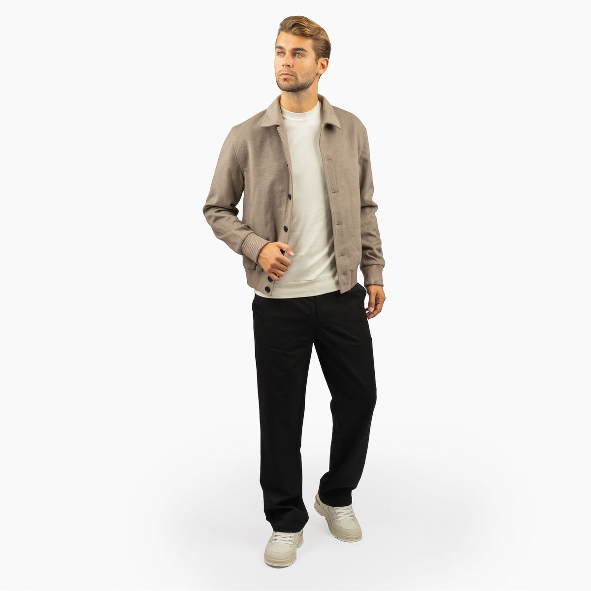 Genti Bomberjack Beige | Wool Blend