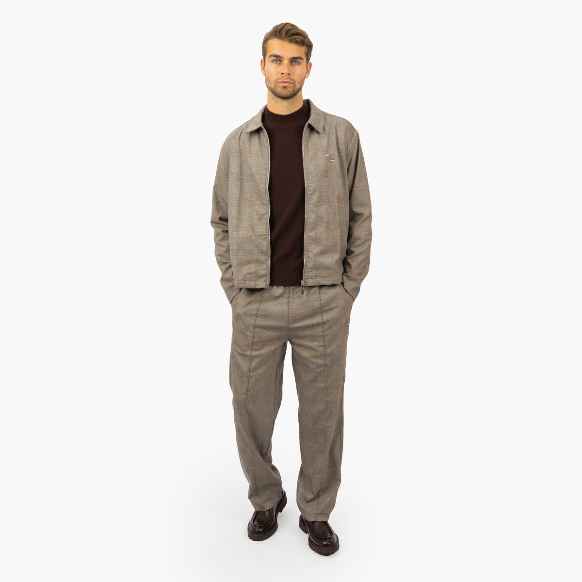 Filling Pieces Overshirt Beige Ruit | Coach Jacket Wool