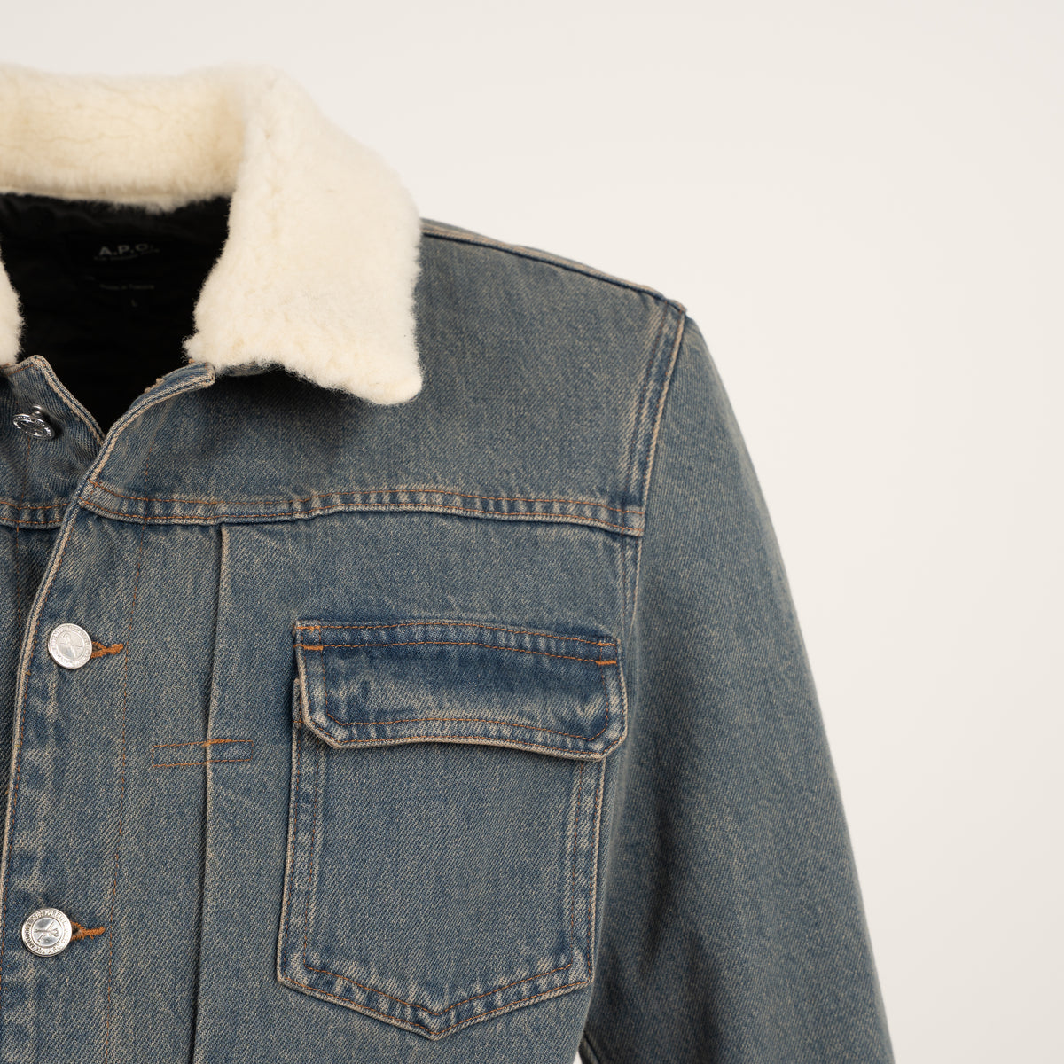 A.P.C. Jeans Jack Blauw met Teddy-Kraag | Justin