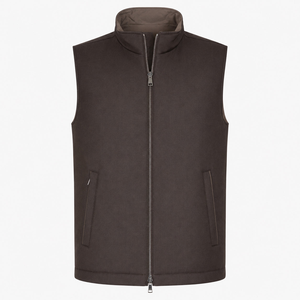 Paul & Shark Reversible Bodywarmer Bruin | Loro Piana Rain System® Zelander® Wool