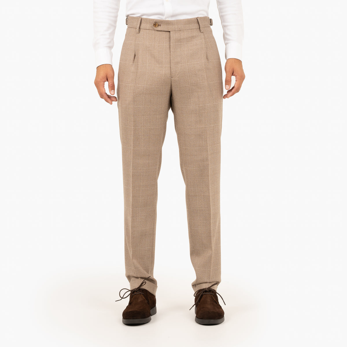 Berwich Pantalon Beige Geruit | Retrolong
