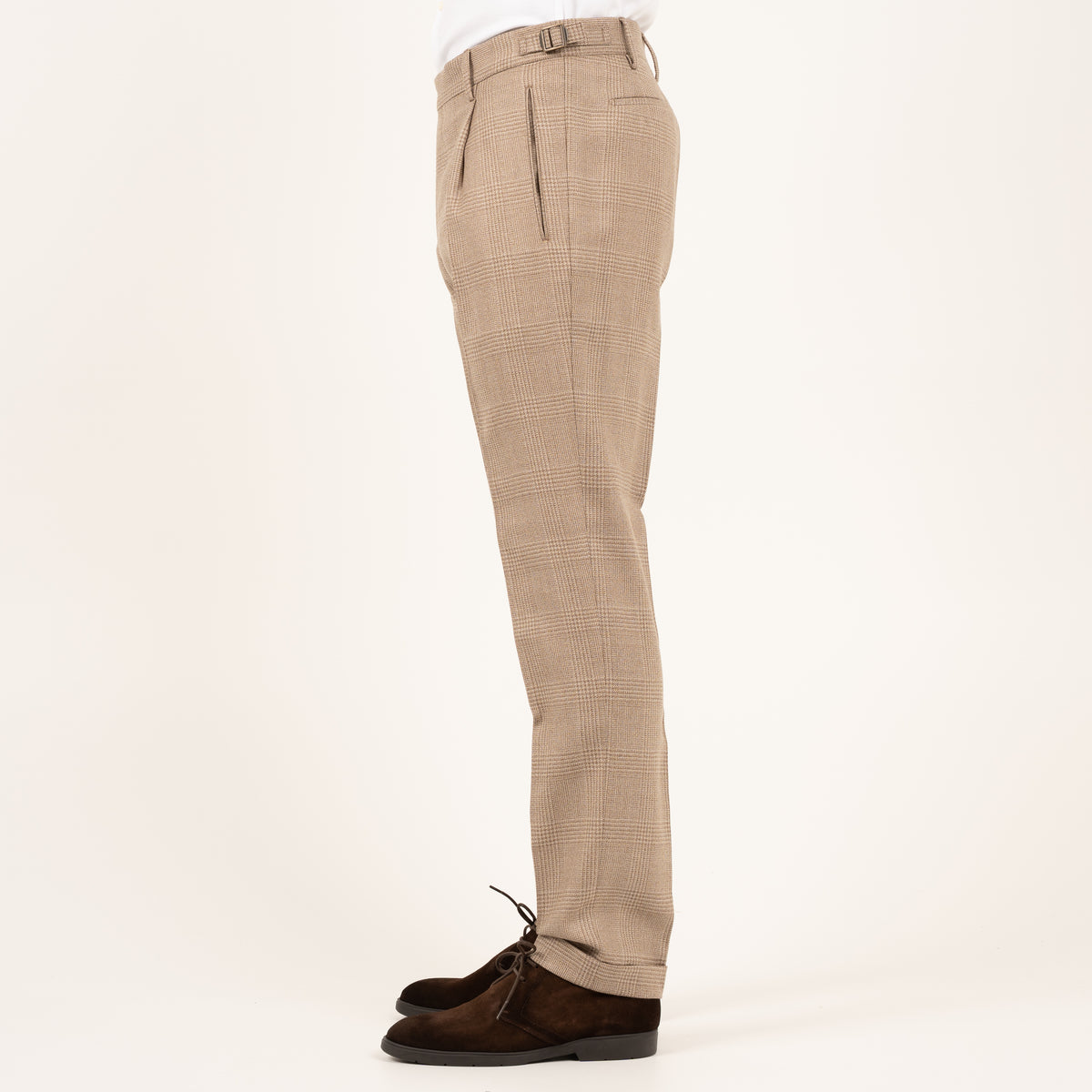 Berwich Pantalon Beige Geruit | Retrolong