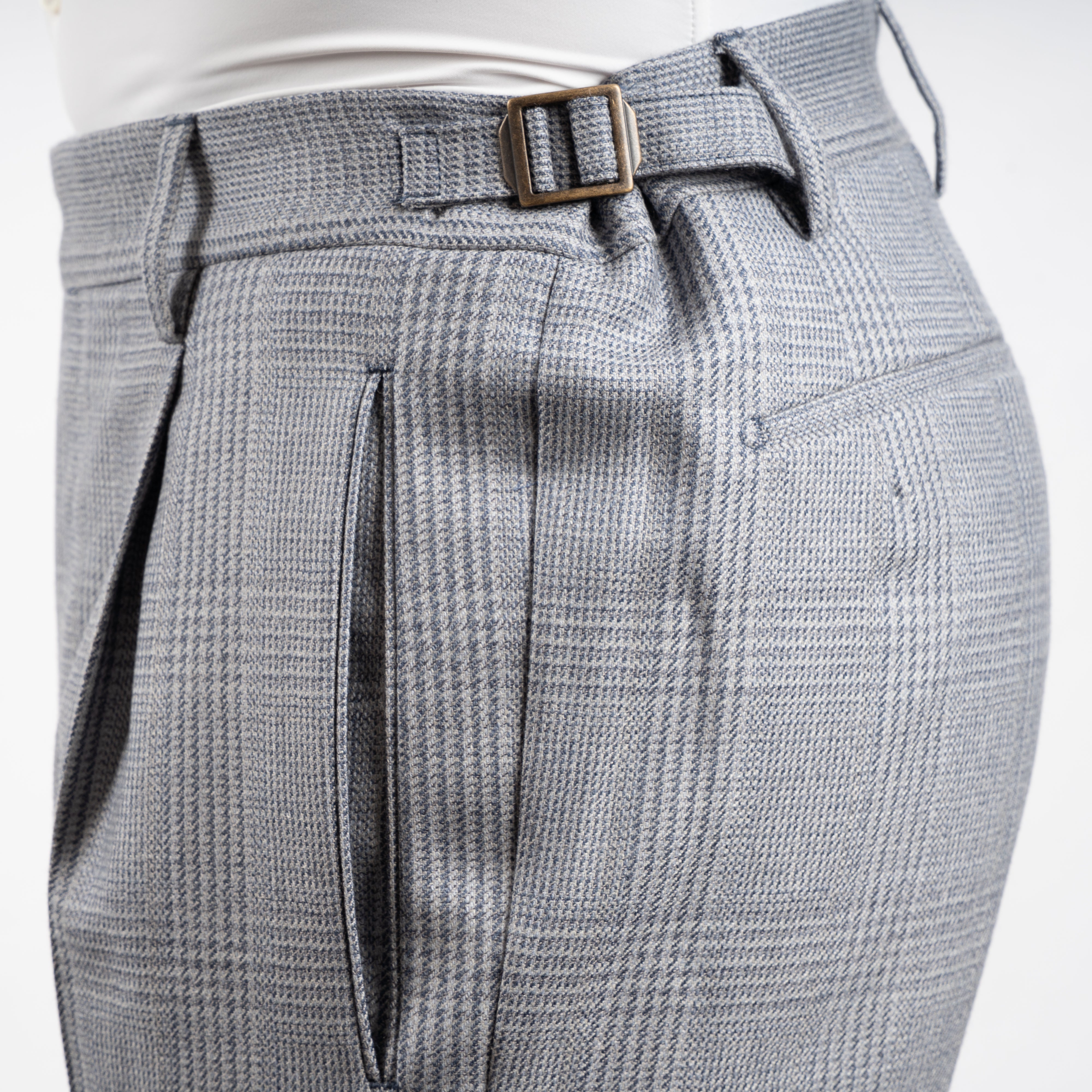 Berwich Pantalon Blauw/Grijs Geruit | Retrolong
