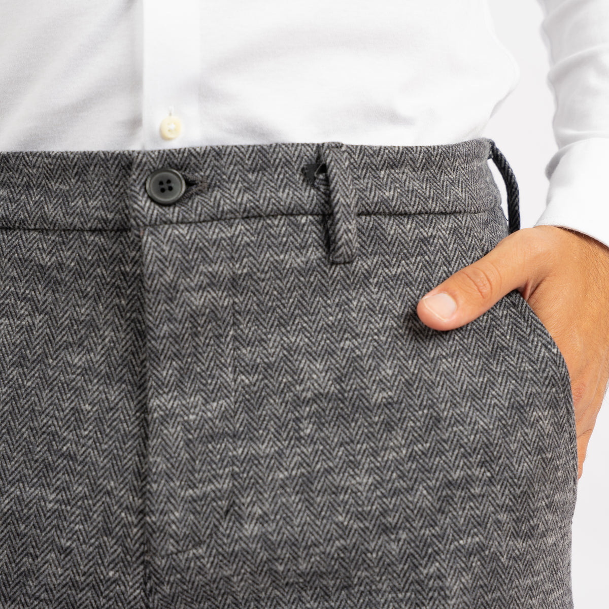 Mason's Chino Donkergrijs Visgraat | Torino Jog