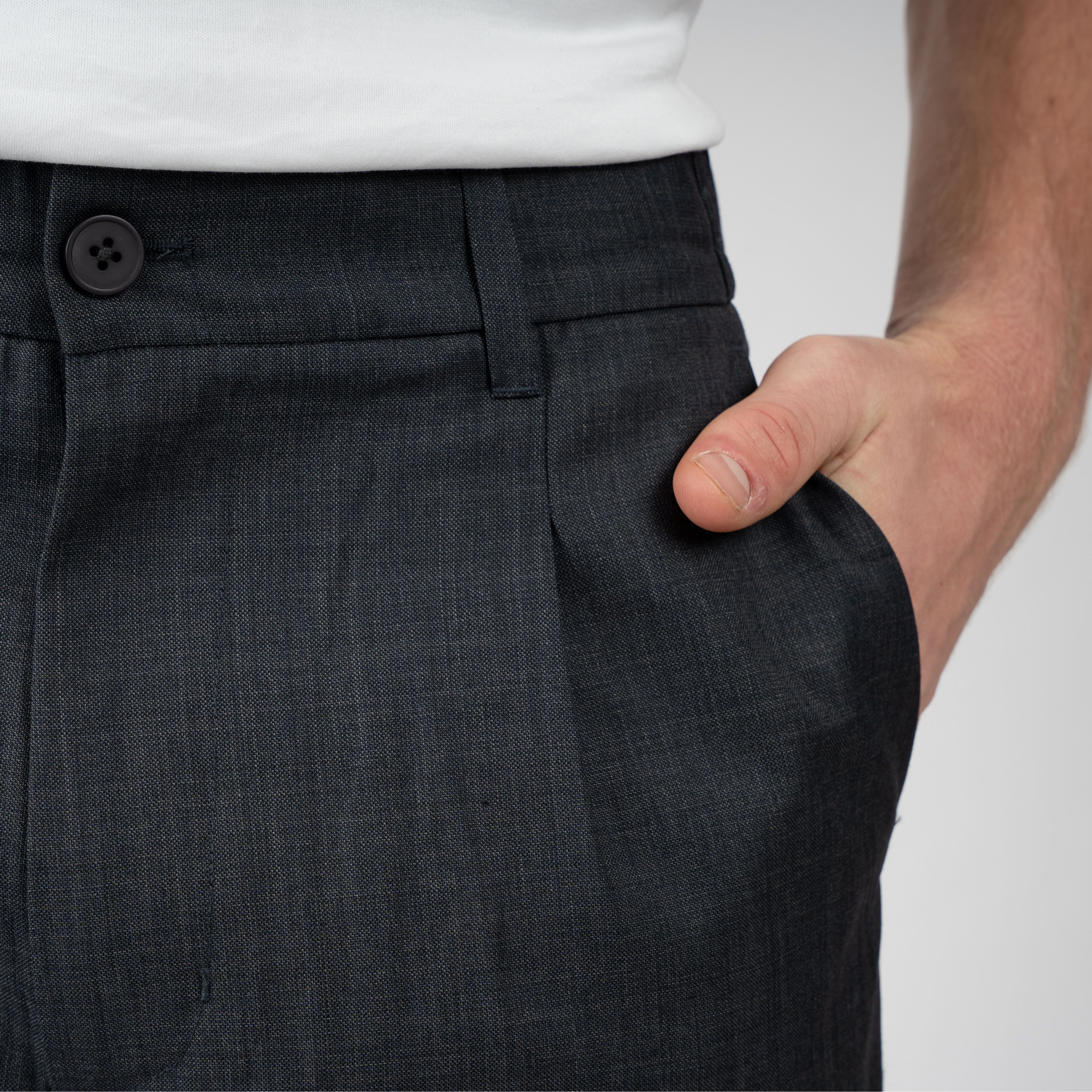 Olaf Pantalon Grijs | Regular Wool Blend Pleated