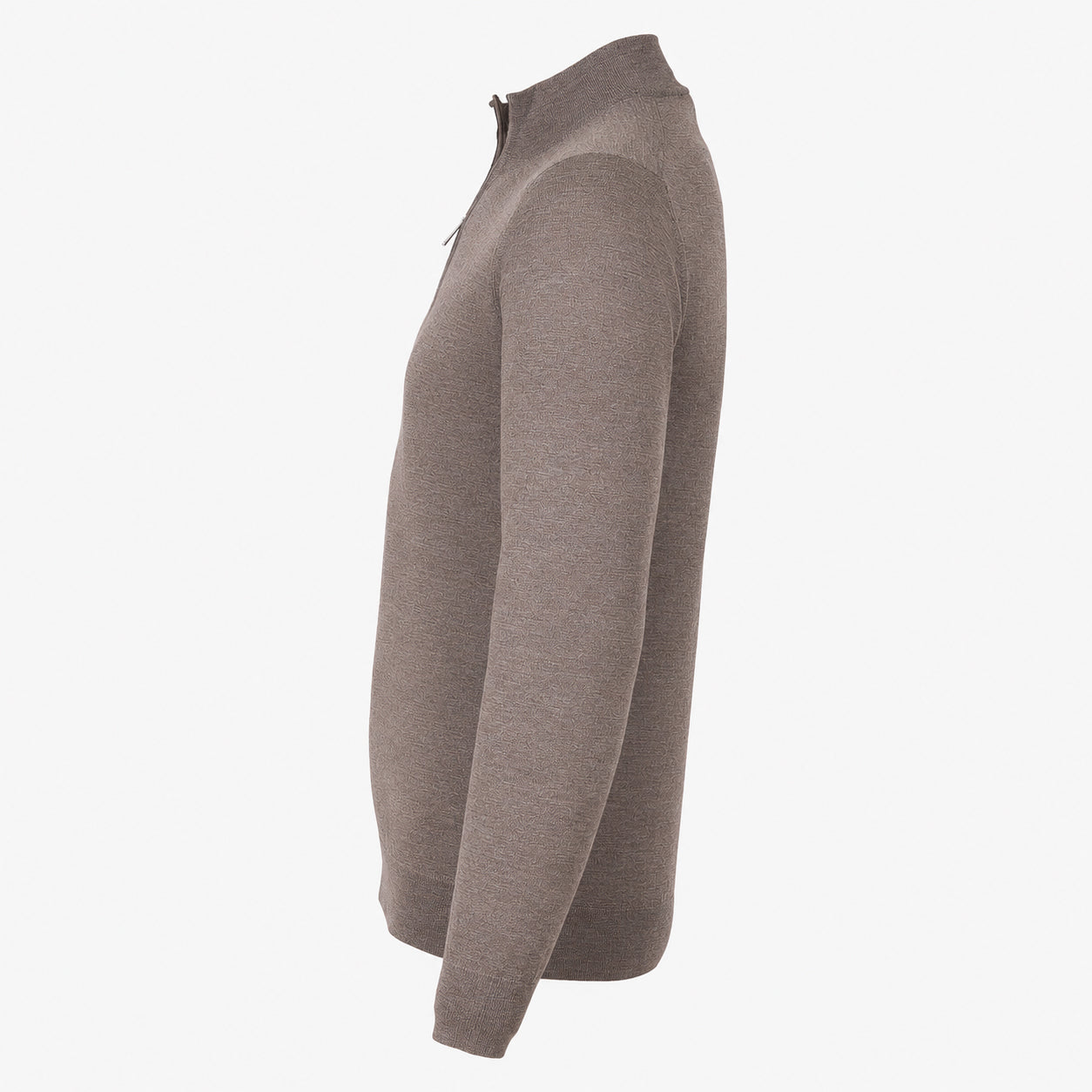 Fedeli Gebreide Trui met Rits Taupe | Favonio Superfine Wool 140