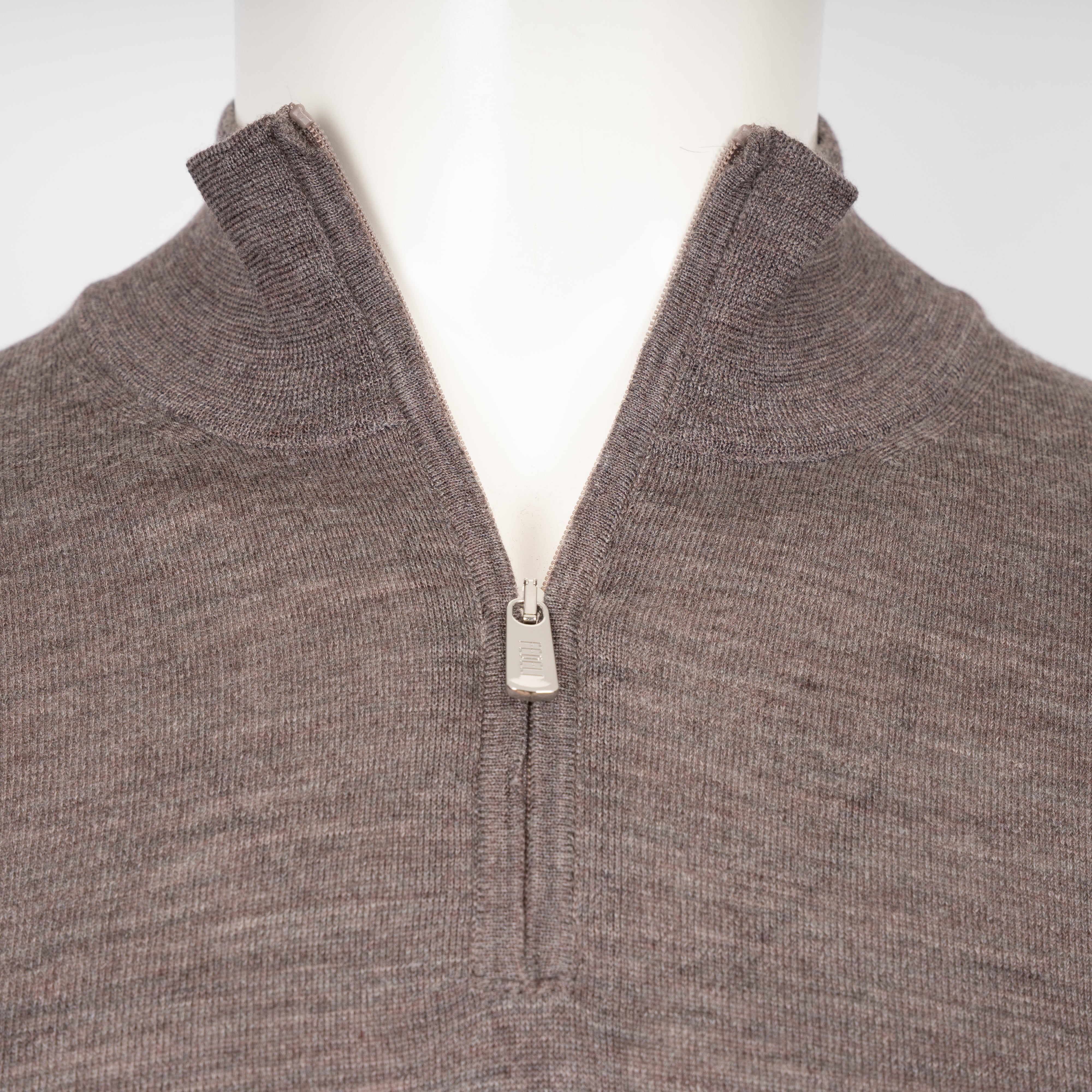 Fedeli Gebreide Trui met Rits Taupe | Favonio Superfine Wool 140
