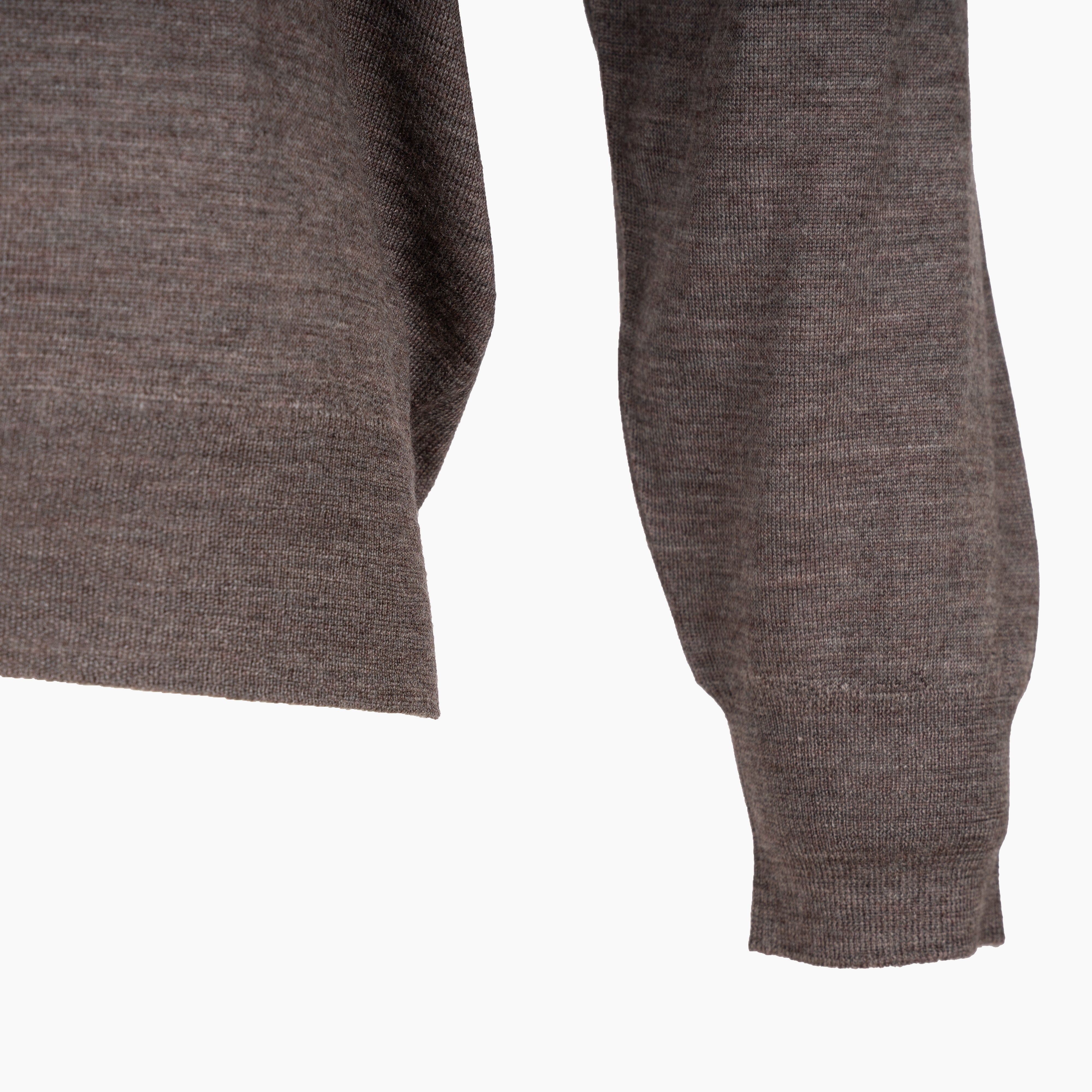 Fedeli Gebreide Trui met Rits Taupe | Favonio Superfine Wool 140