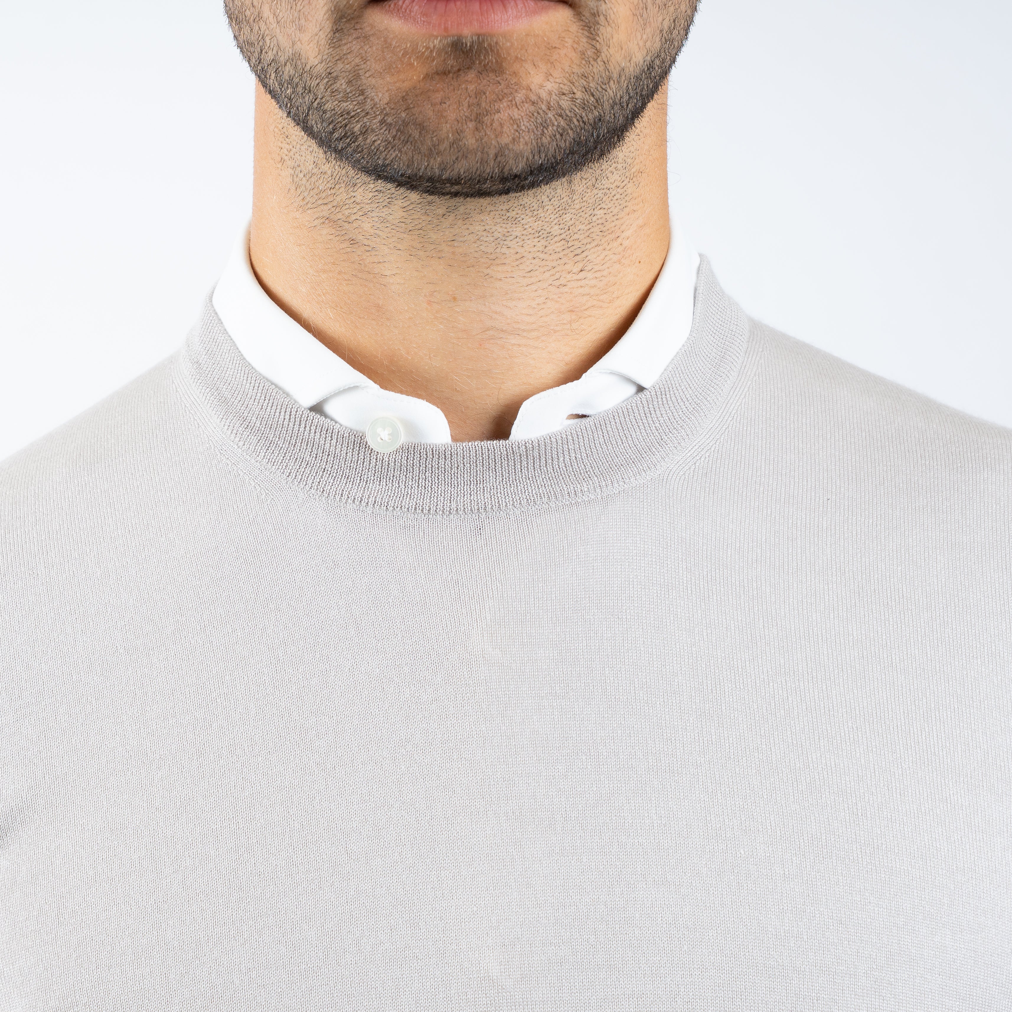 Gran Sasso Gebreide Trui Ronde Hals Kit Wit | Cashmere-Lana-Seta