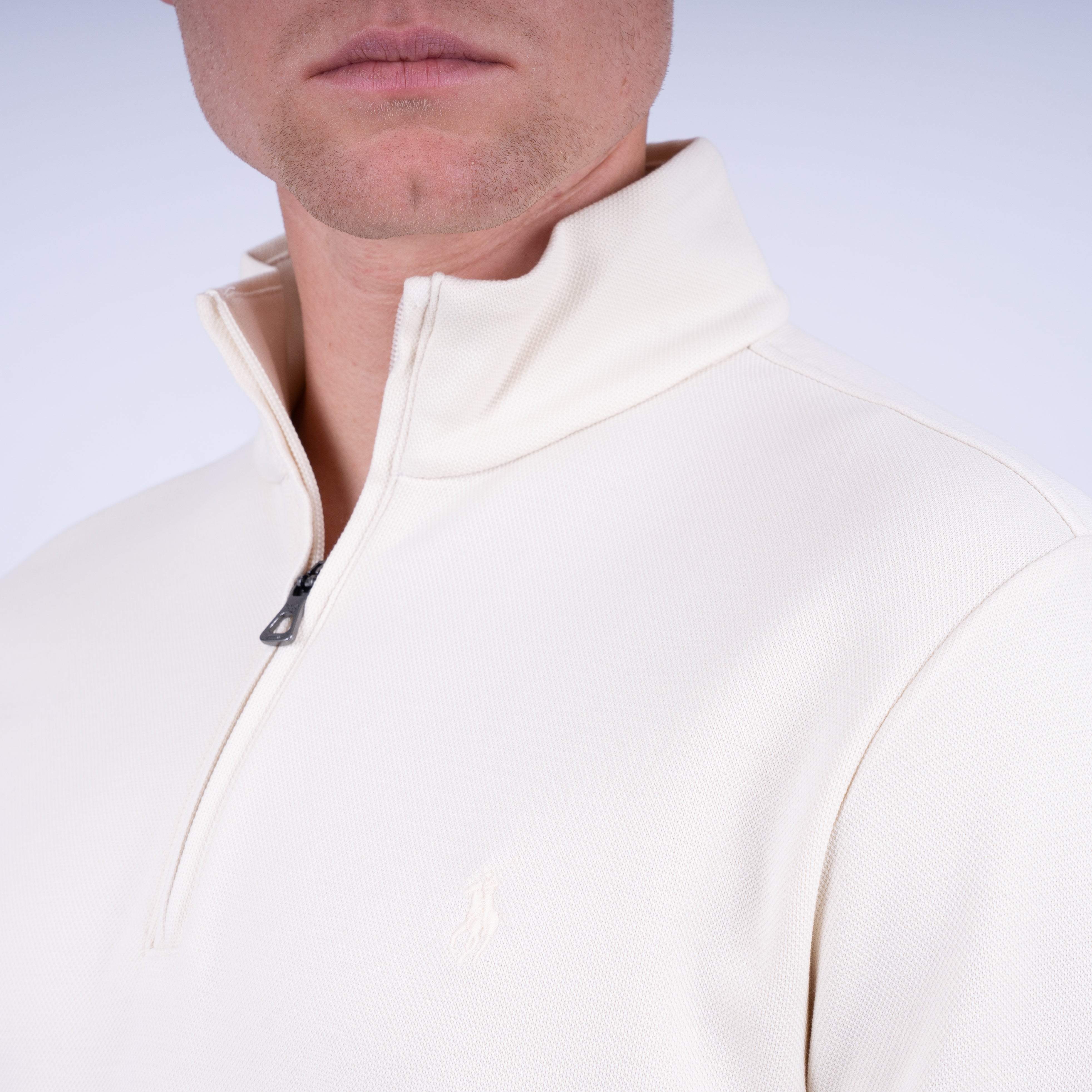 Ralph Lauren Gebreide Trui met Rits Crème | Double-Knit