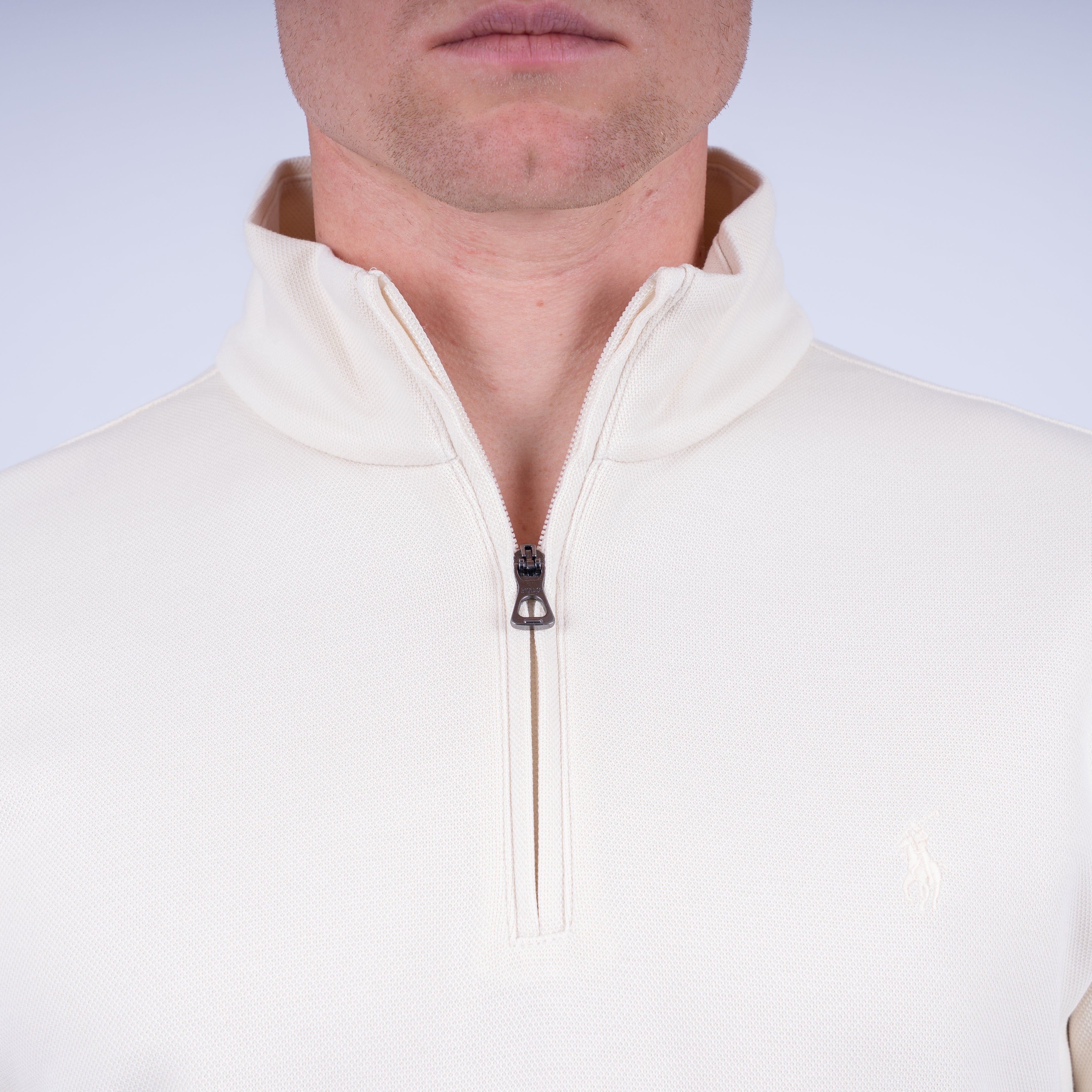 Ralph Lauren Gebreide Trui met Rits Crème | Double-Knit