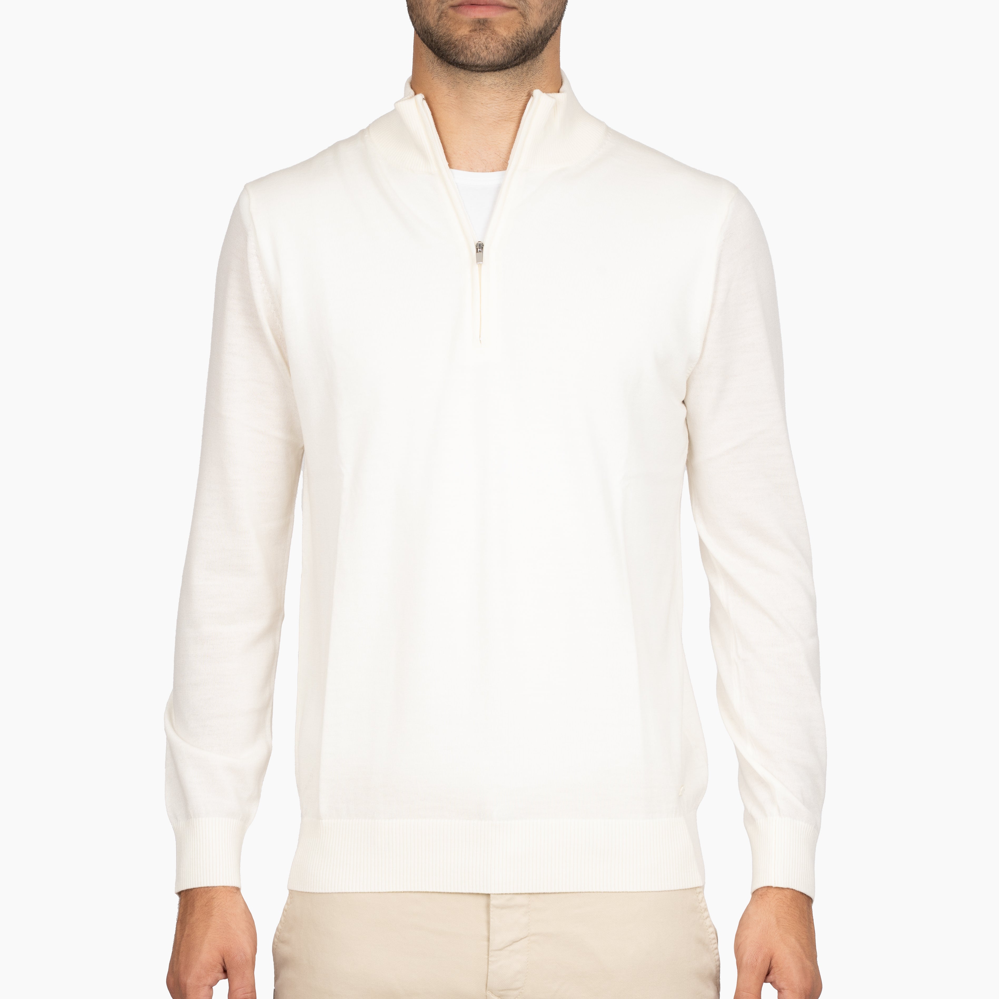 SEVEN DIALS Gebreide Trui met Rits Off-White | Bothe