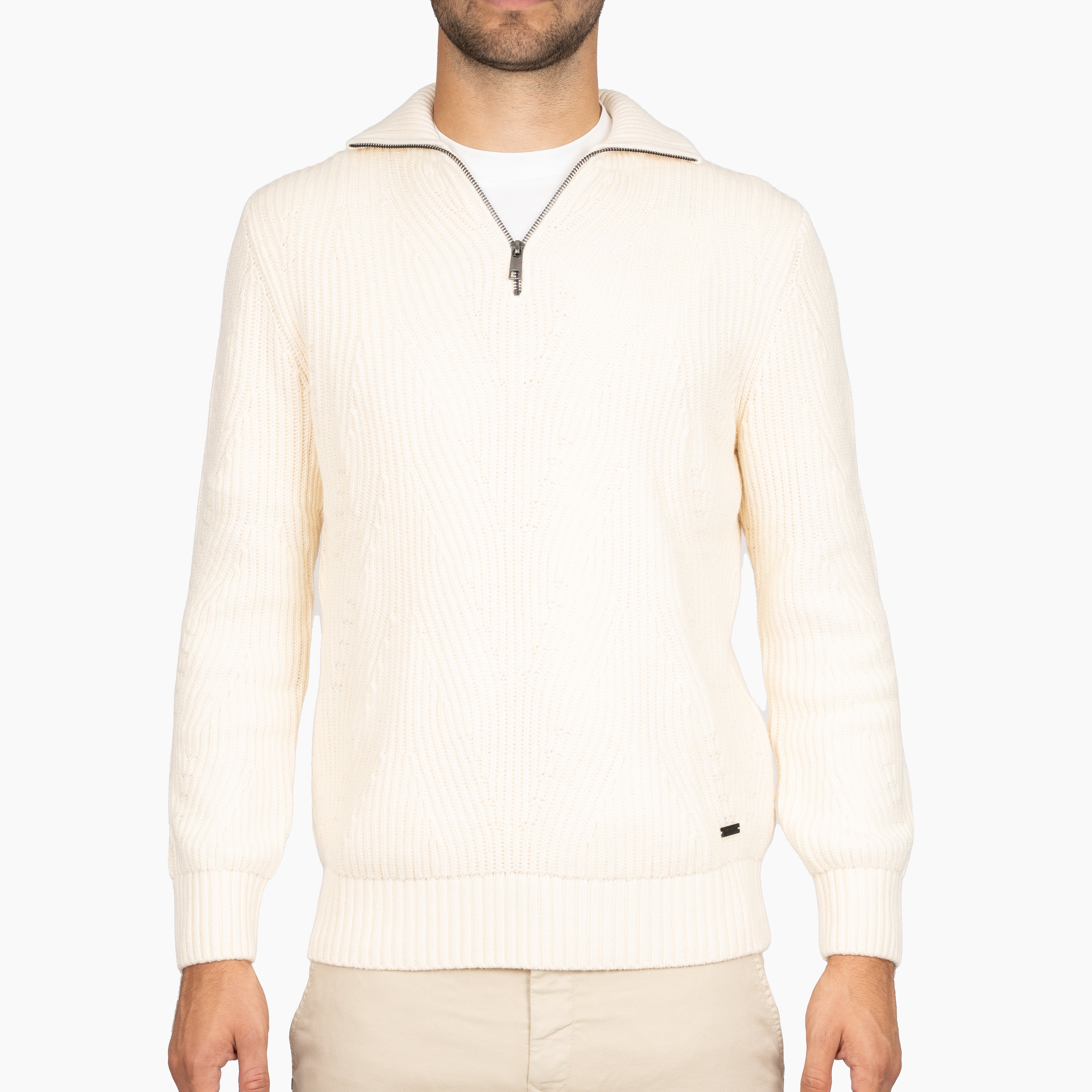 SEVEN DIALS Gebreide Trui met Rits Off-White | Quinn