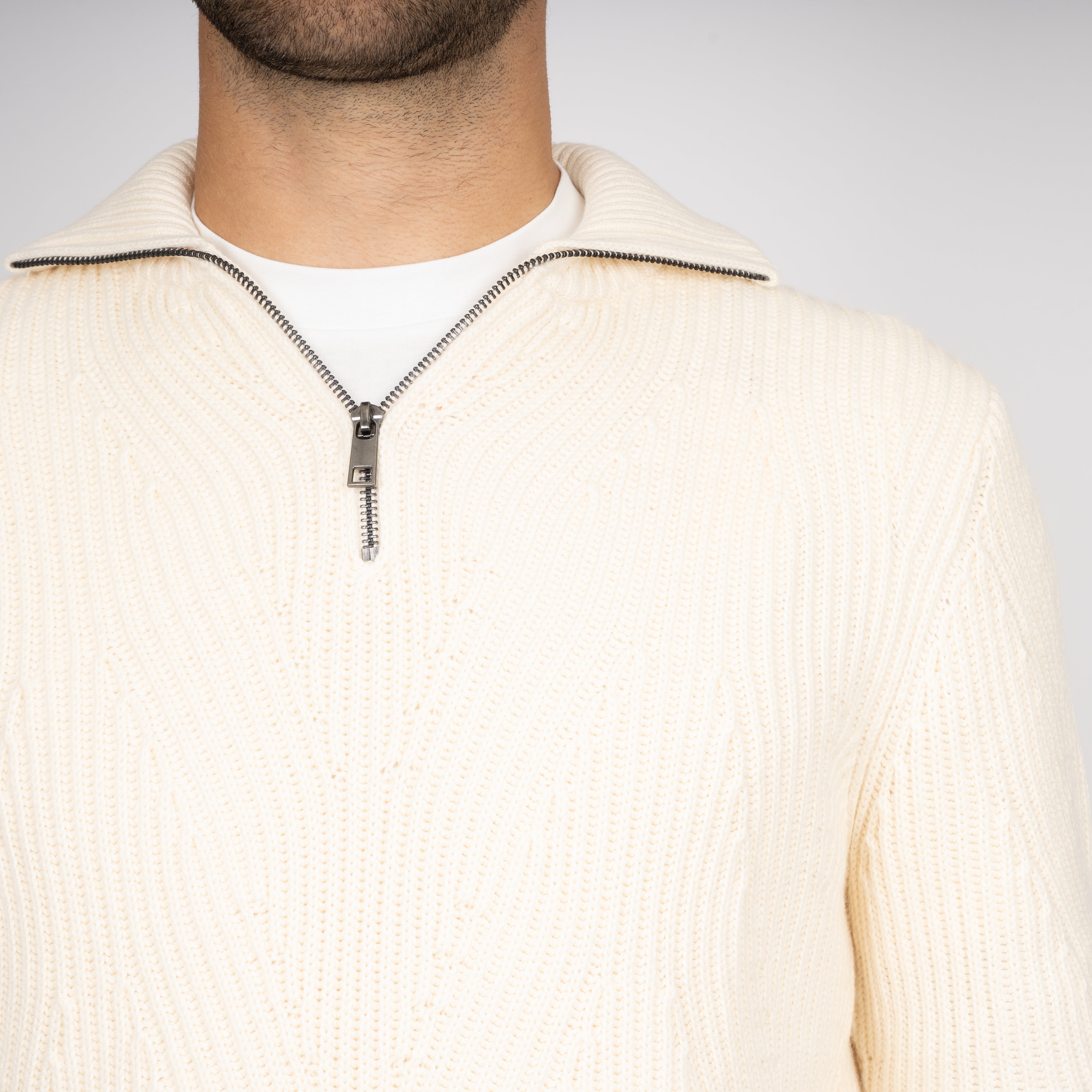 SEVEN DIALS Gebreide Trui met Rits Off-White | Quinn