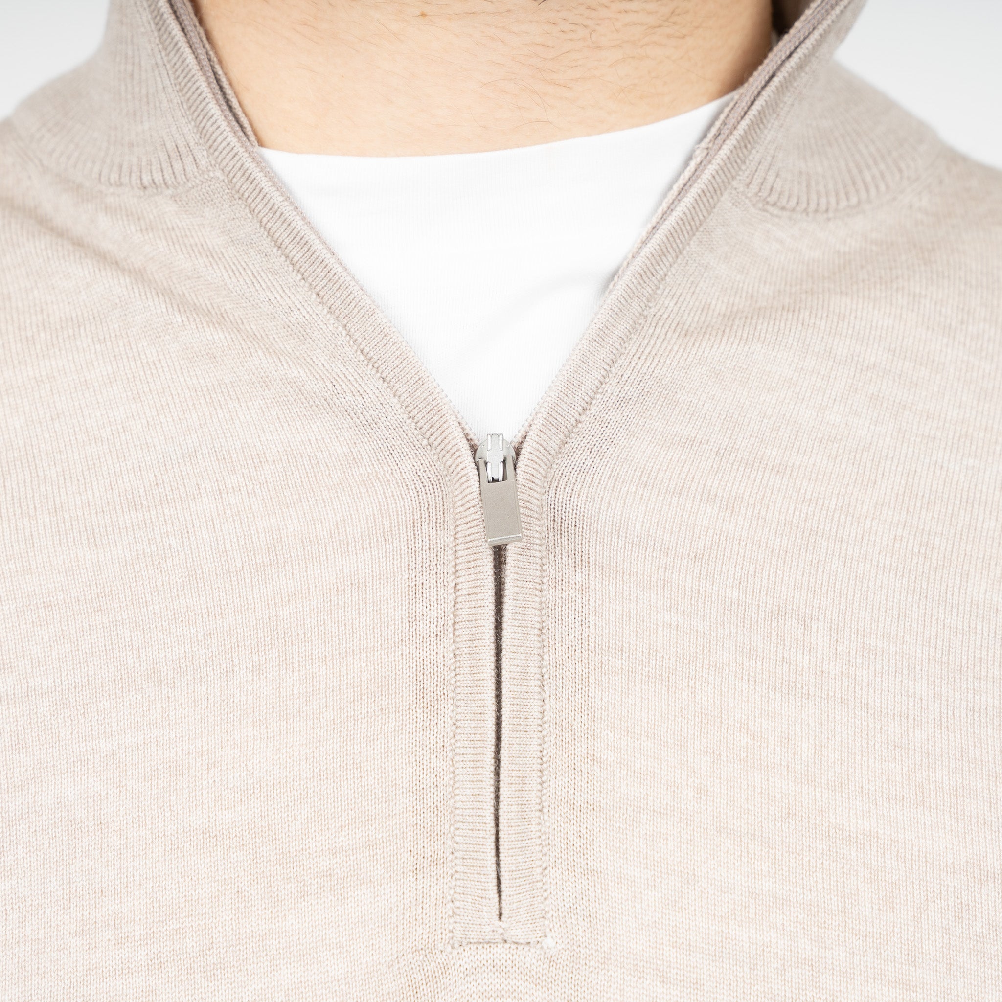 SEVEN DIALS Gebreide Trui met Rits Beige | Bothe