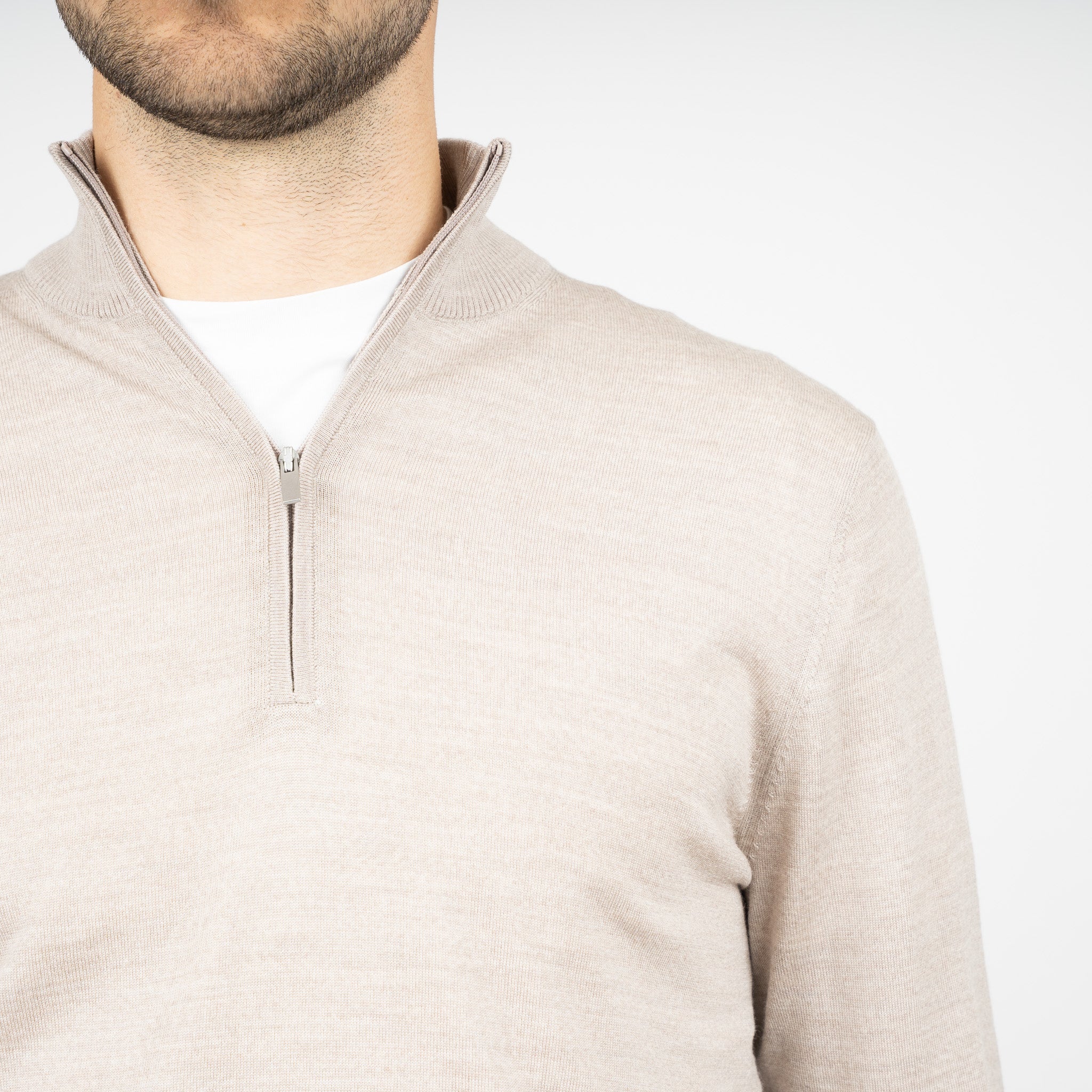 SEVEN DIALS Gebreide Trui met Rits Beige | Bothe
