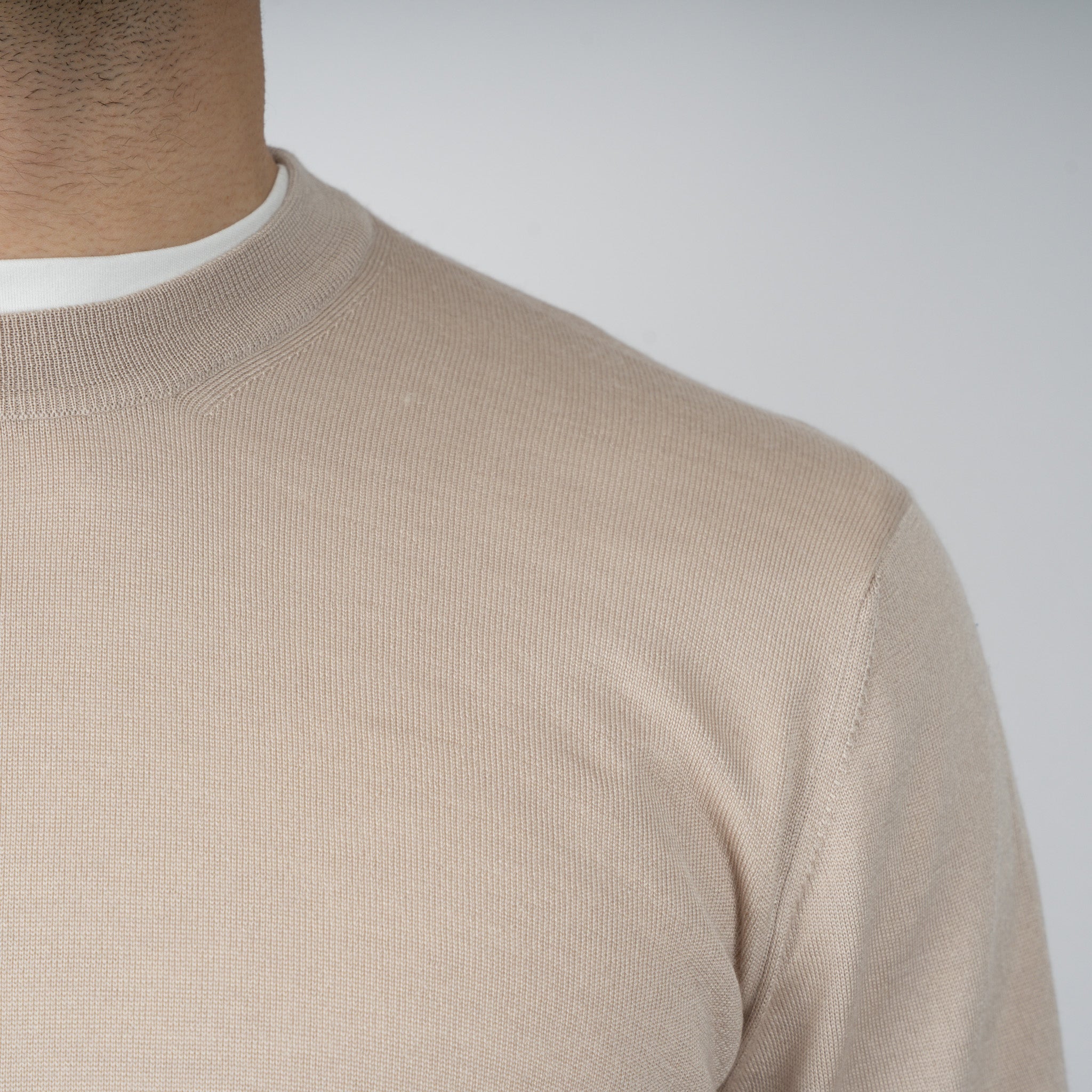Gran Sasso Gebreide Trui Ronde Hals Beige | Cashmere-Lana-Seta