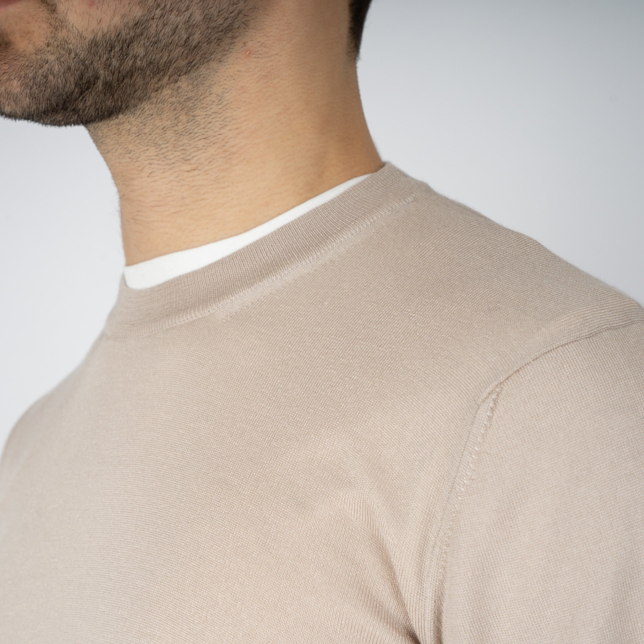 Gran Sasso Gebreide Trui Ronde Hals Beige | Cashmere-Lana-Seta