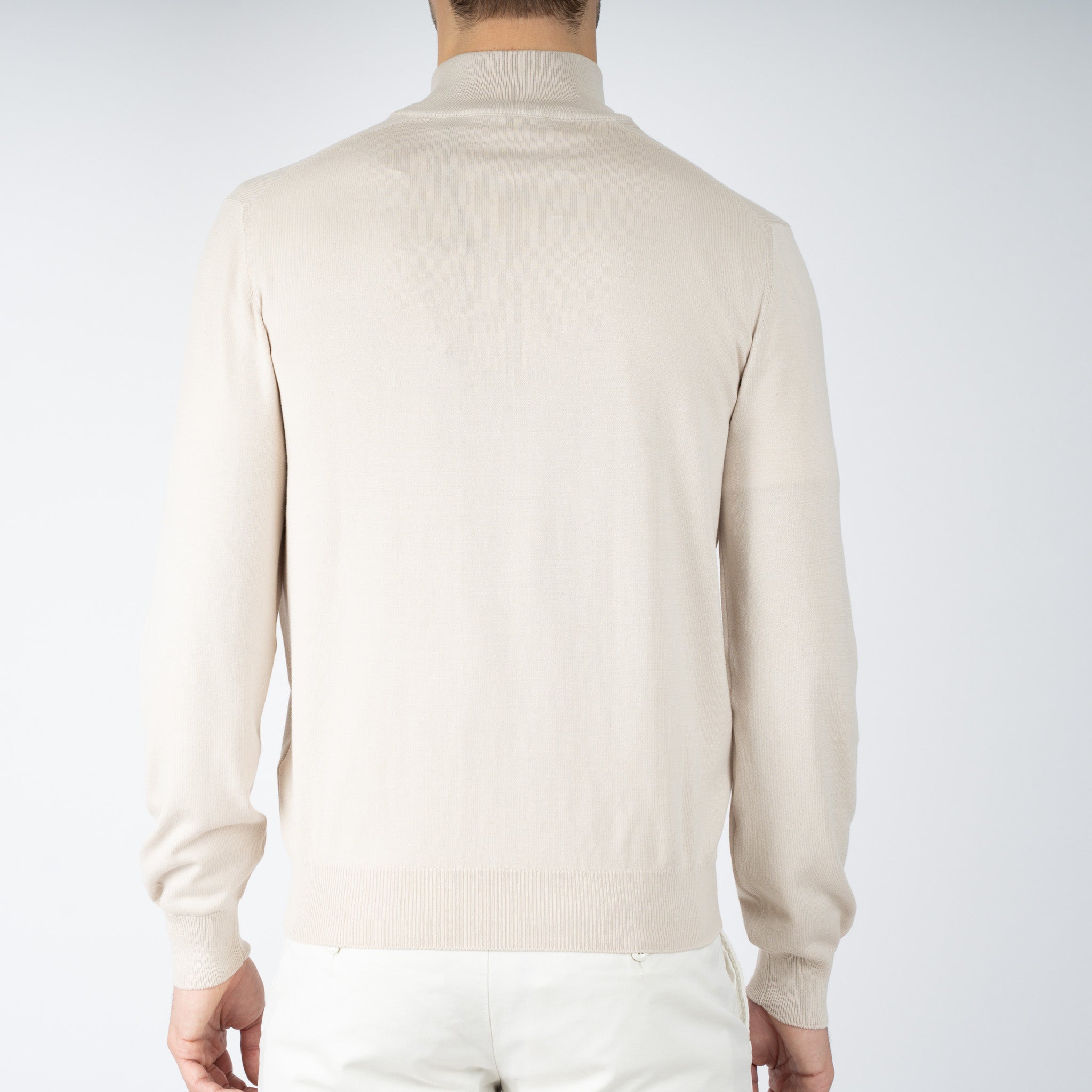 Gran Sasso Gebreide Trui met Rits Beige | Egyptian Cotton