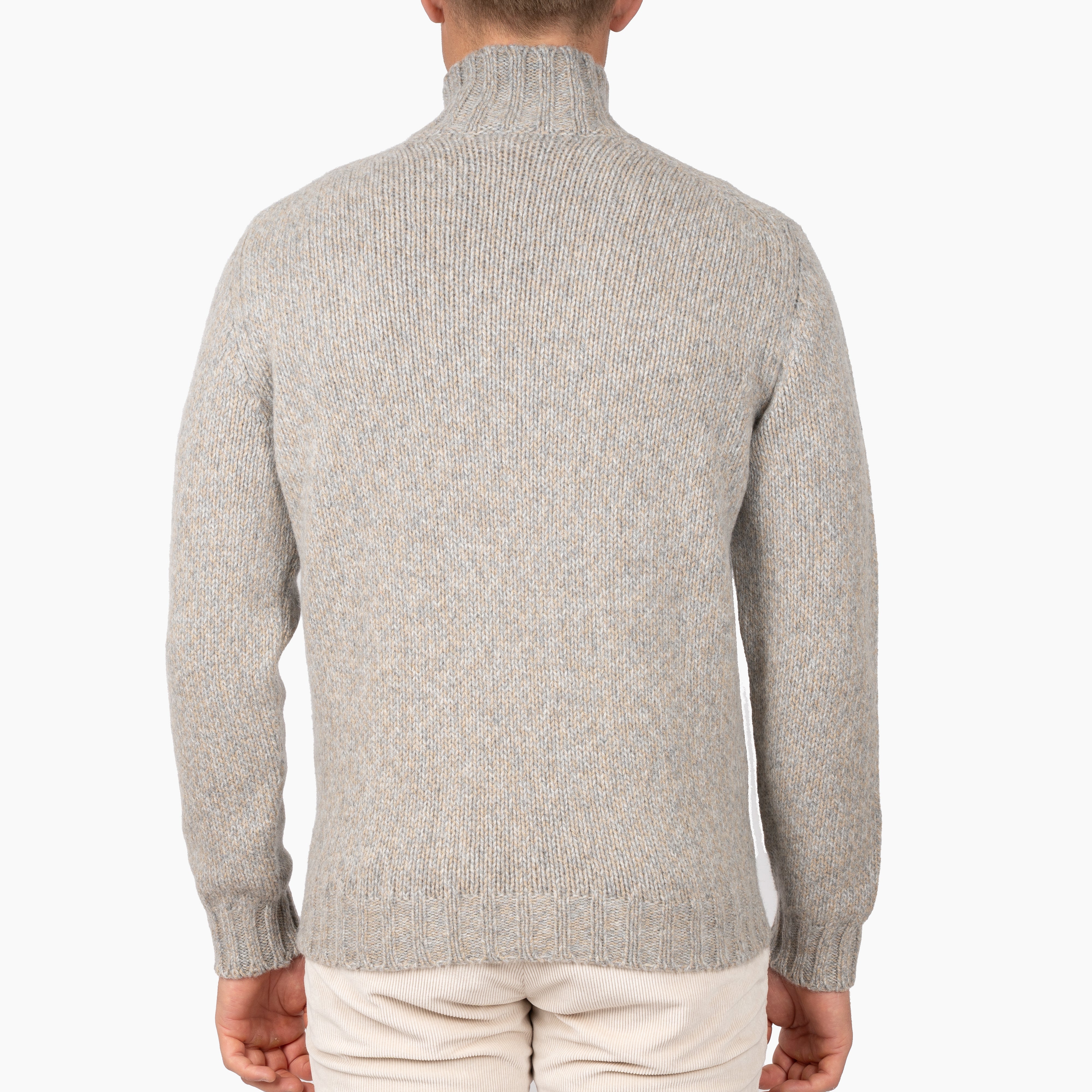 Fedeli Gebreide Turtleneck Trui Beige & Grijs | Onda Baby Alpaca