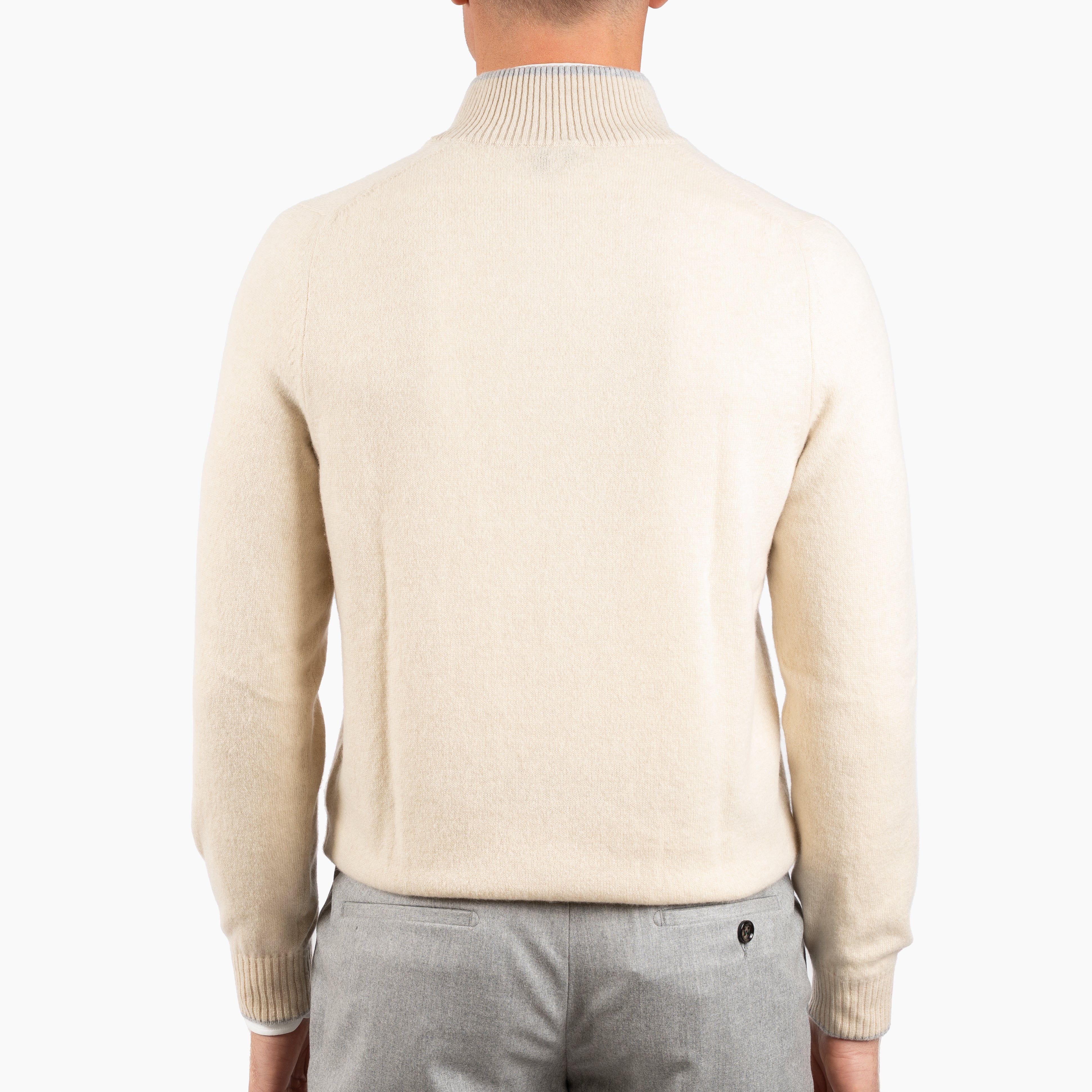 Fedeli Gebreide Trui met Rits Beige | Favonio Persia Cashmere