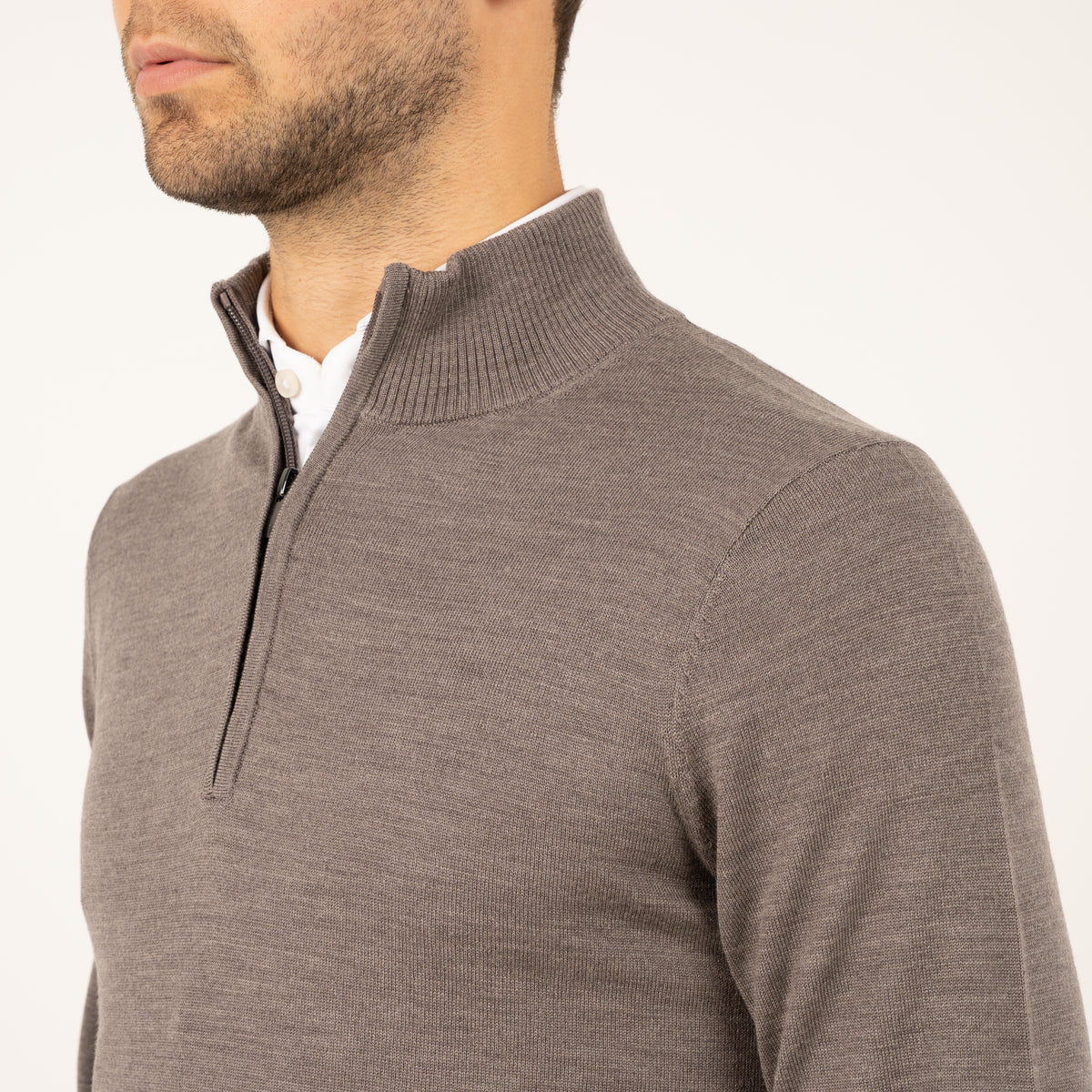 SEVEN DIALS Gebreide Trui met Rits Taupe | Saul
