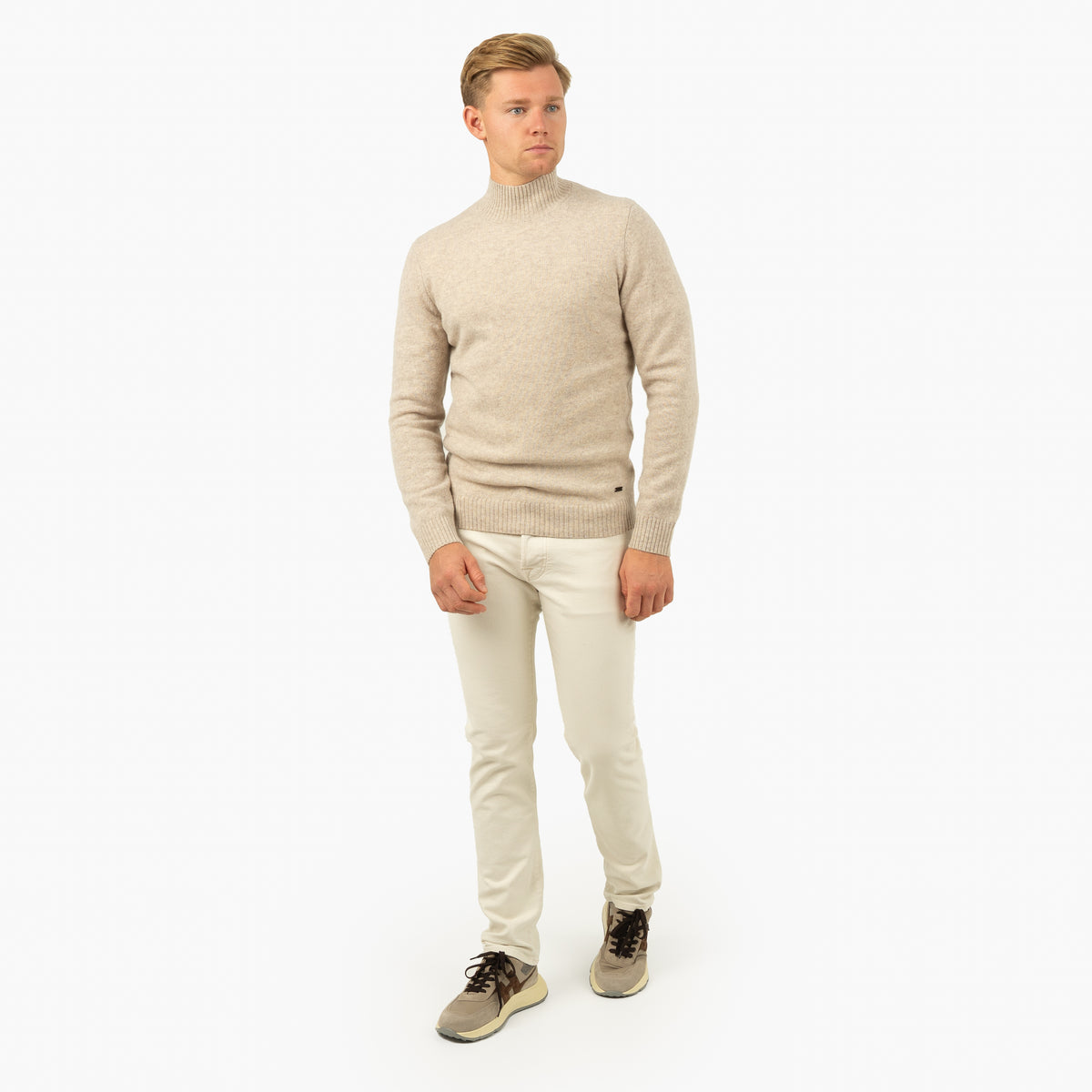 SEVEN DIALS Gebreide Turtleneck Trui Beige | Emsley