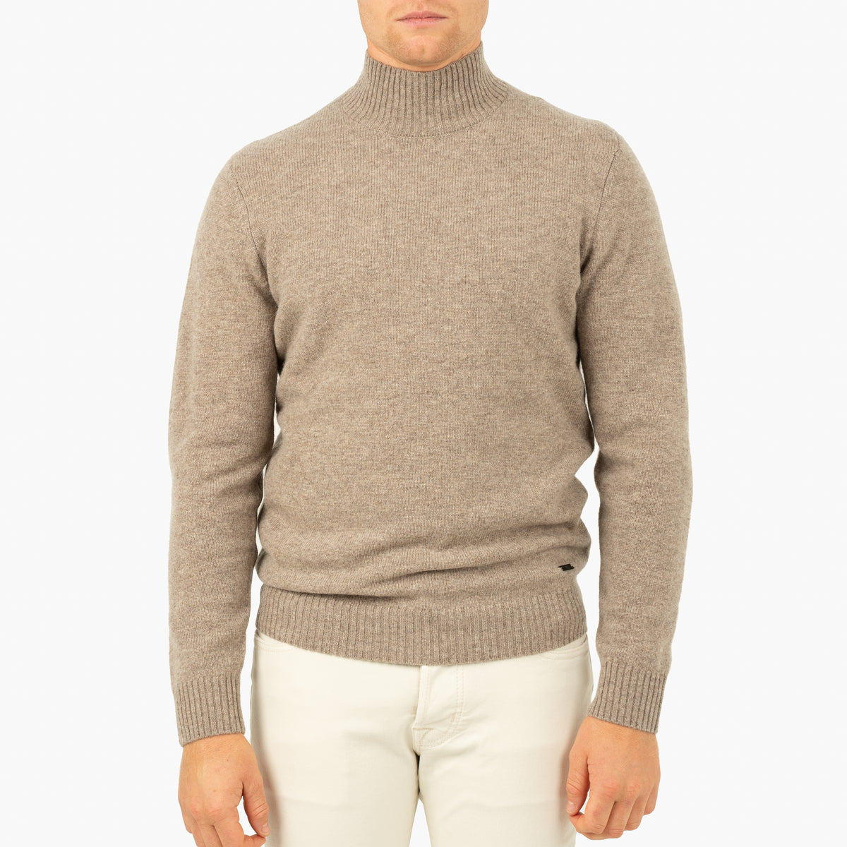 SEVEN DIALS Gebreide Turtleneck Trui Zand | Emsley