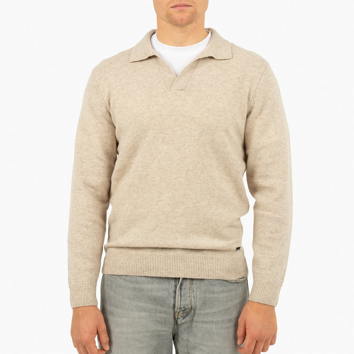SEVEN DIALS Gebreide Trui Buttonless Polokraag Beige | Dakar