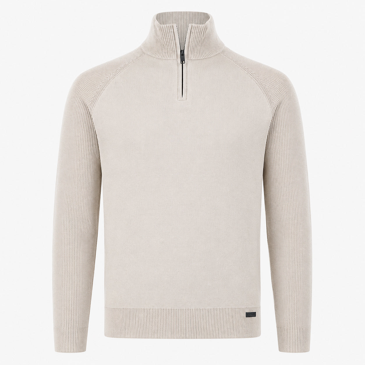 Genti Gebreide Trui met Rits Beige | Cotton & Nylon