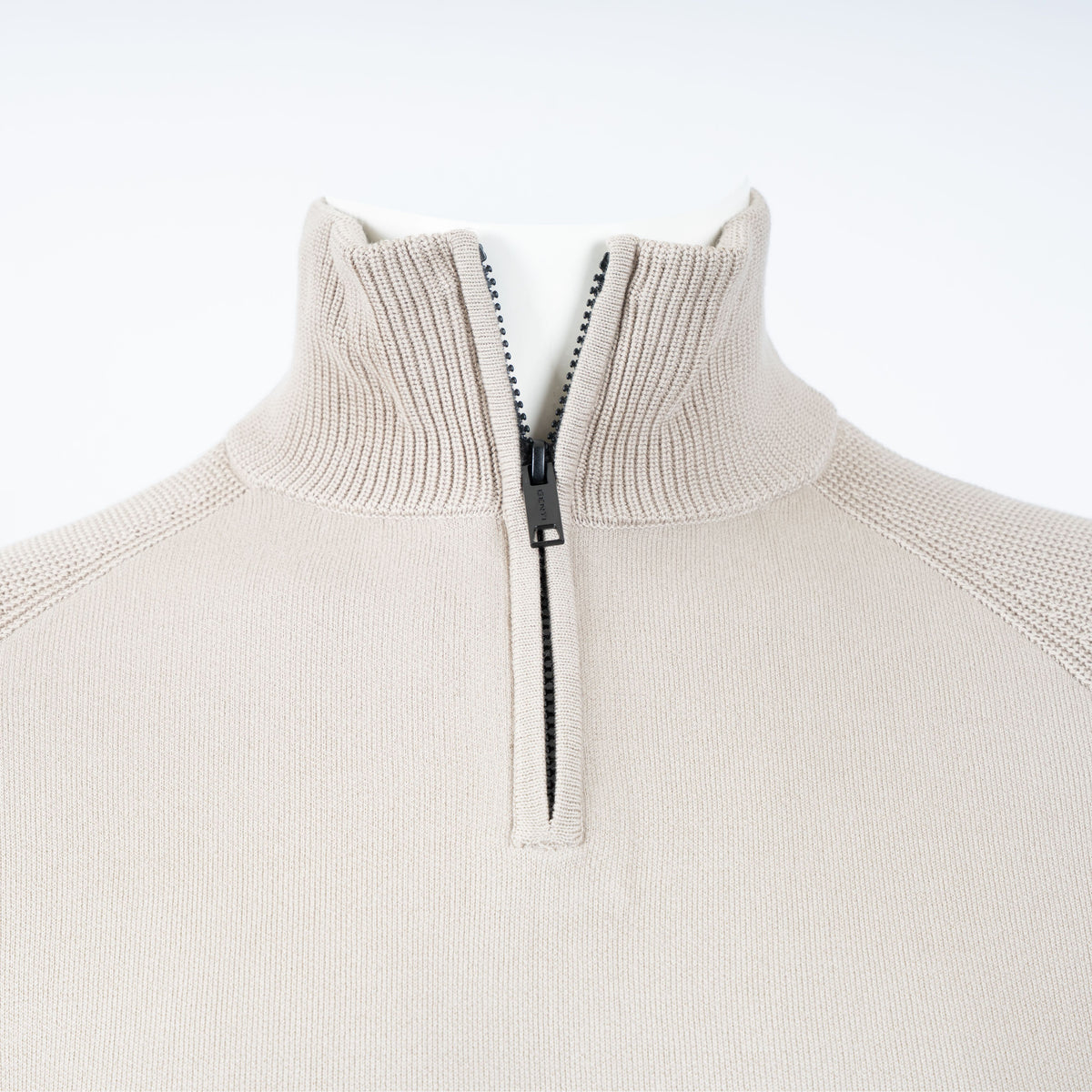Genti Gebreide Trui met Rits Beige | Cotton & Nylon