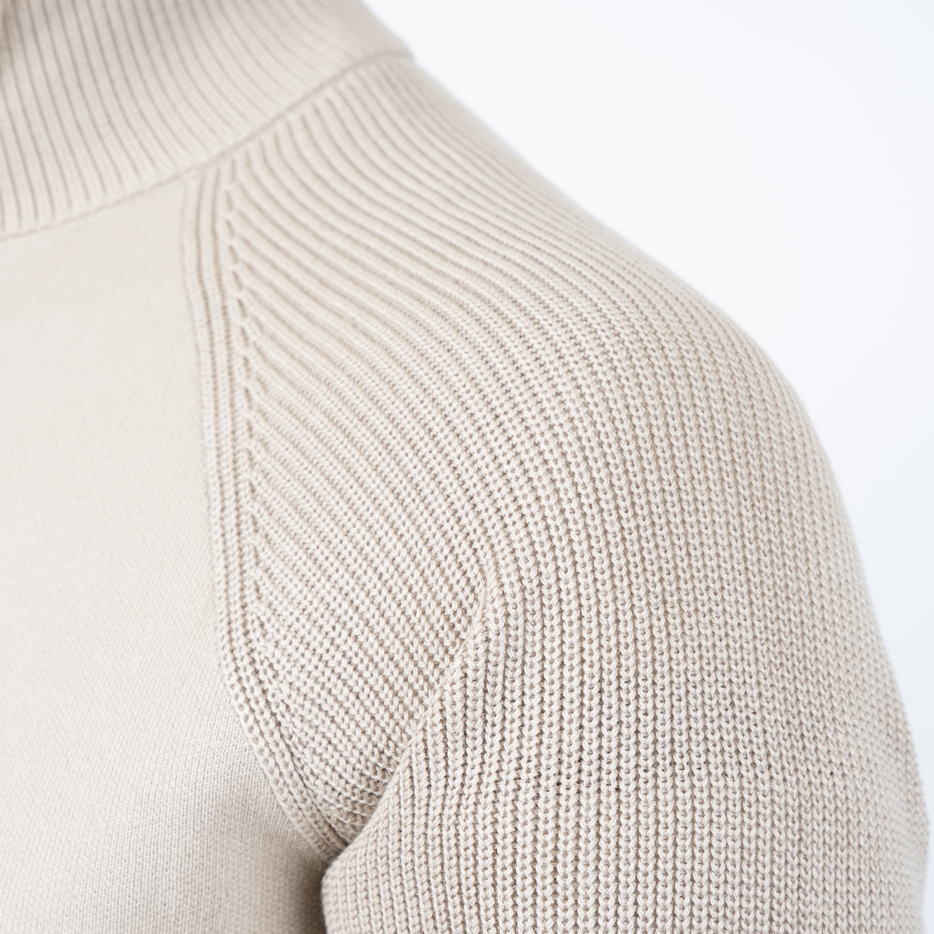 Genti Gebreide Trui met Rits Beige | Cotton & Nylon