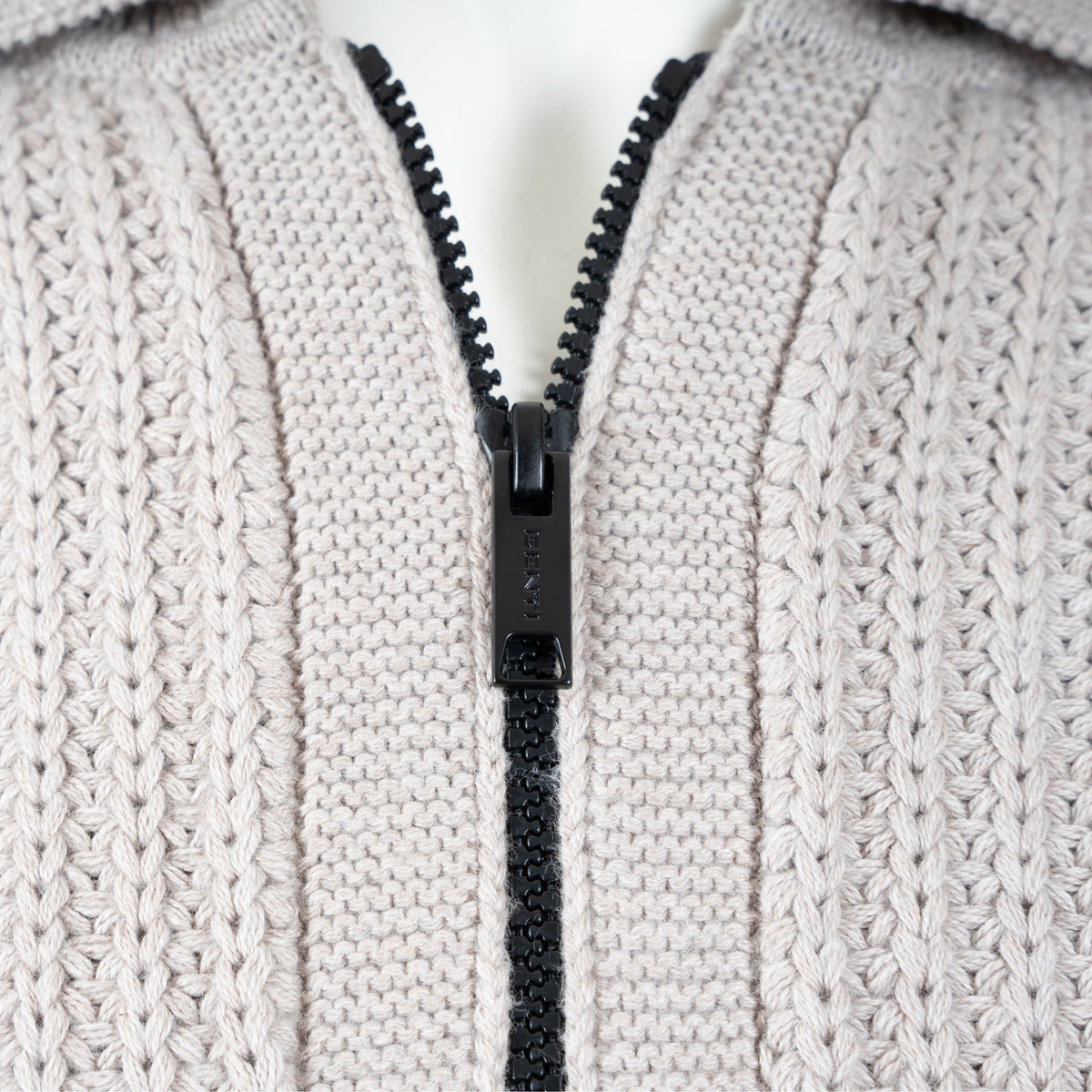 Genti Gebreide Trui met Rits Beige | Cotton