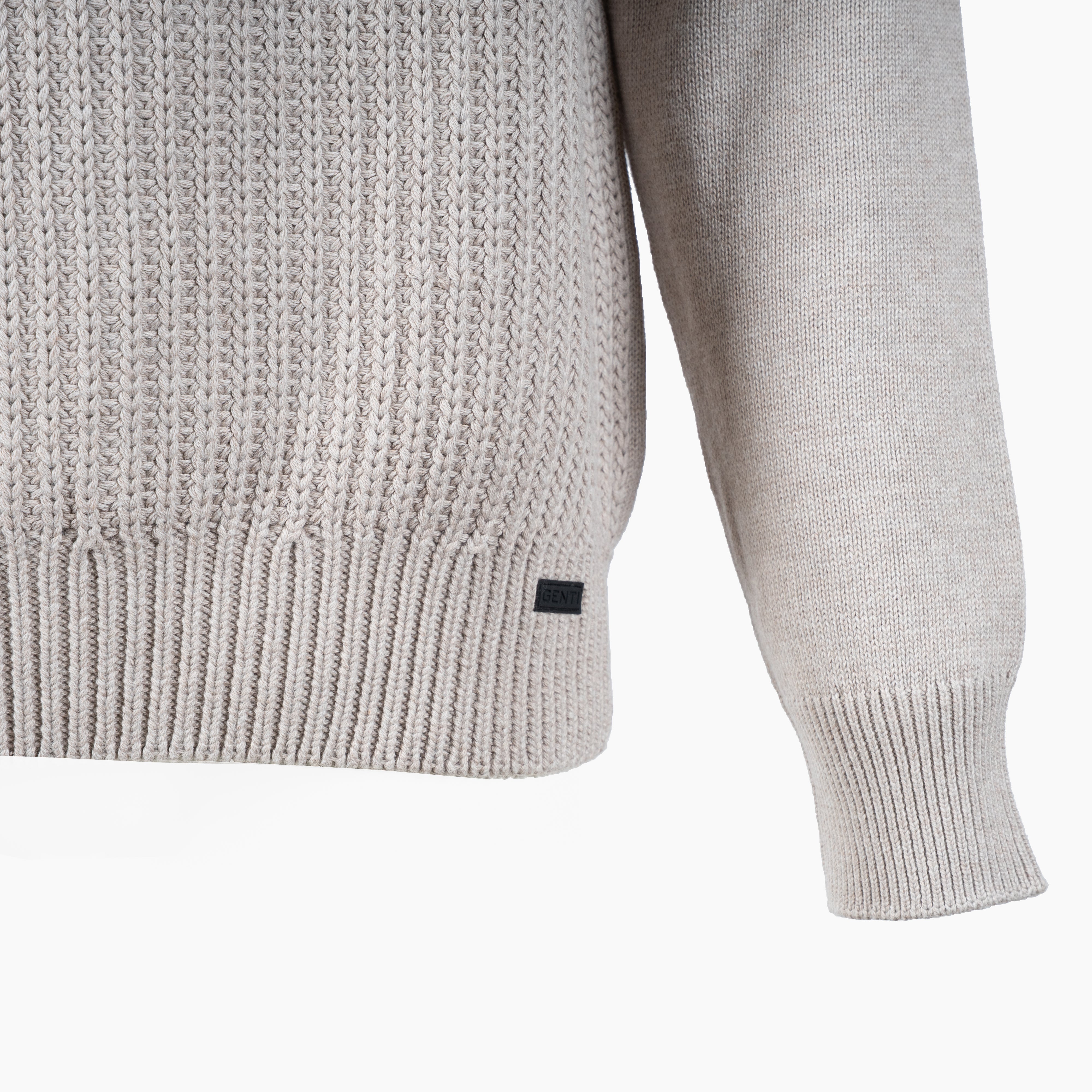 Genti Gebreide Trui met Rits Beige | Cotton
