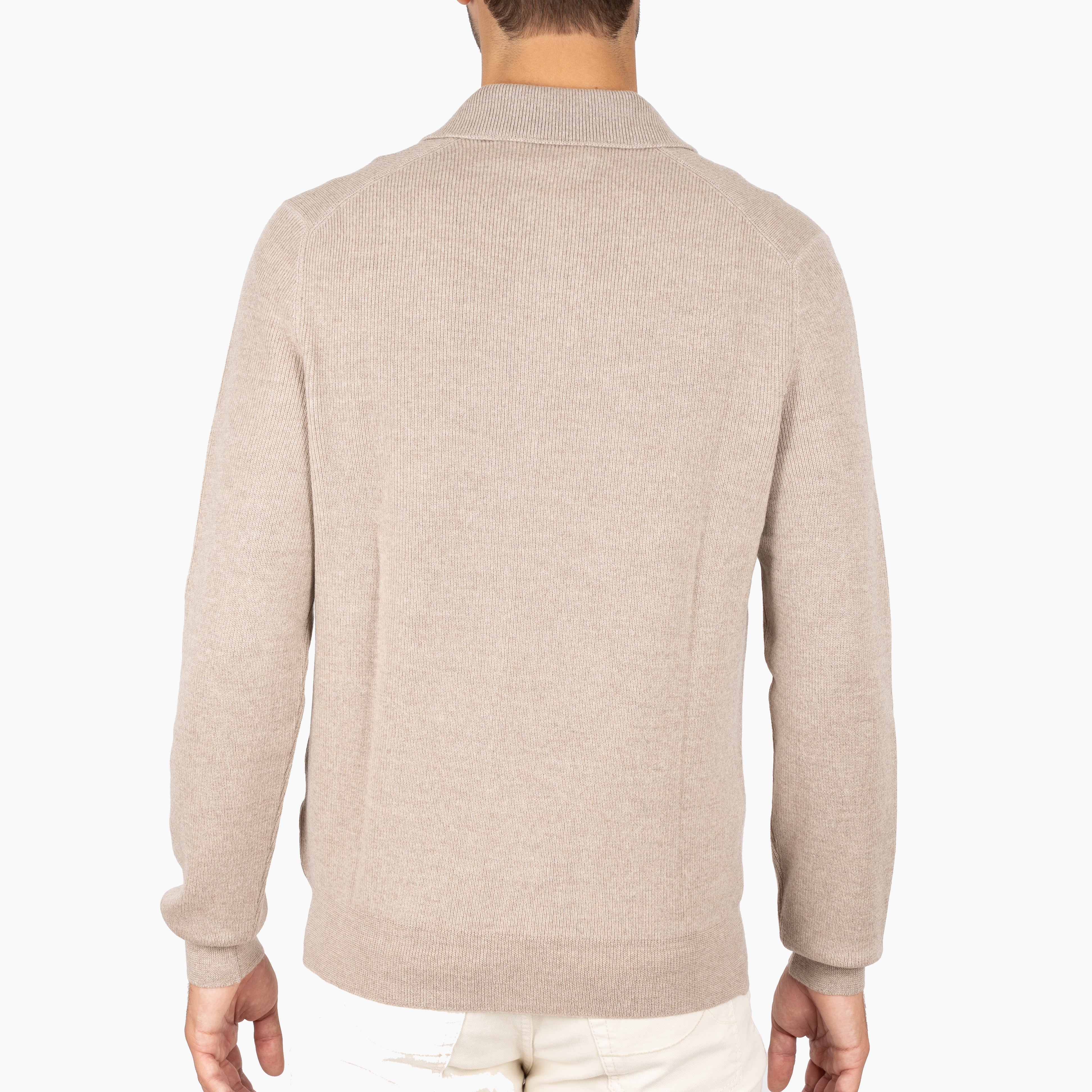 Gran Sasso Gebreide Buttonless Polotrui Beige | Extrafine Merino