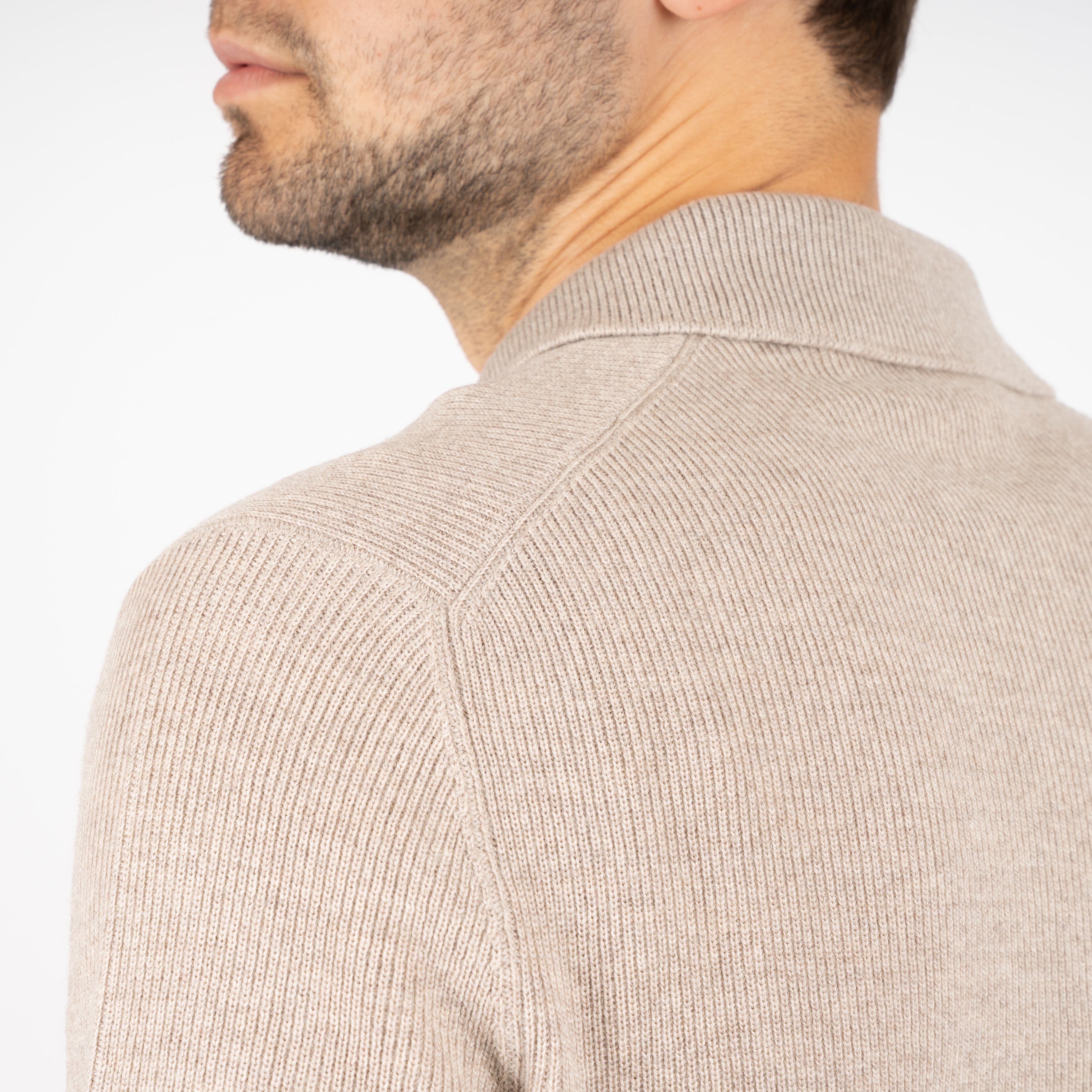 Gran Sasso Gebreide Buttonless Polotrui Beige | Extrafine Merino