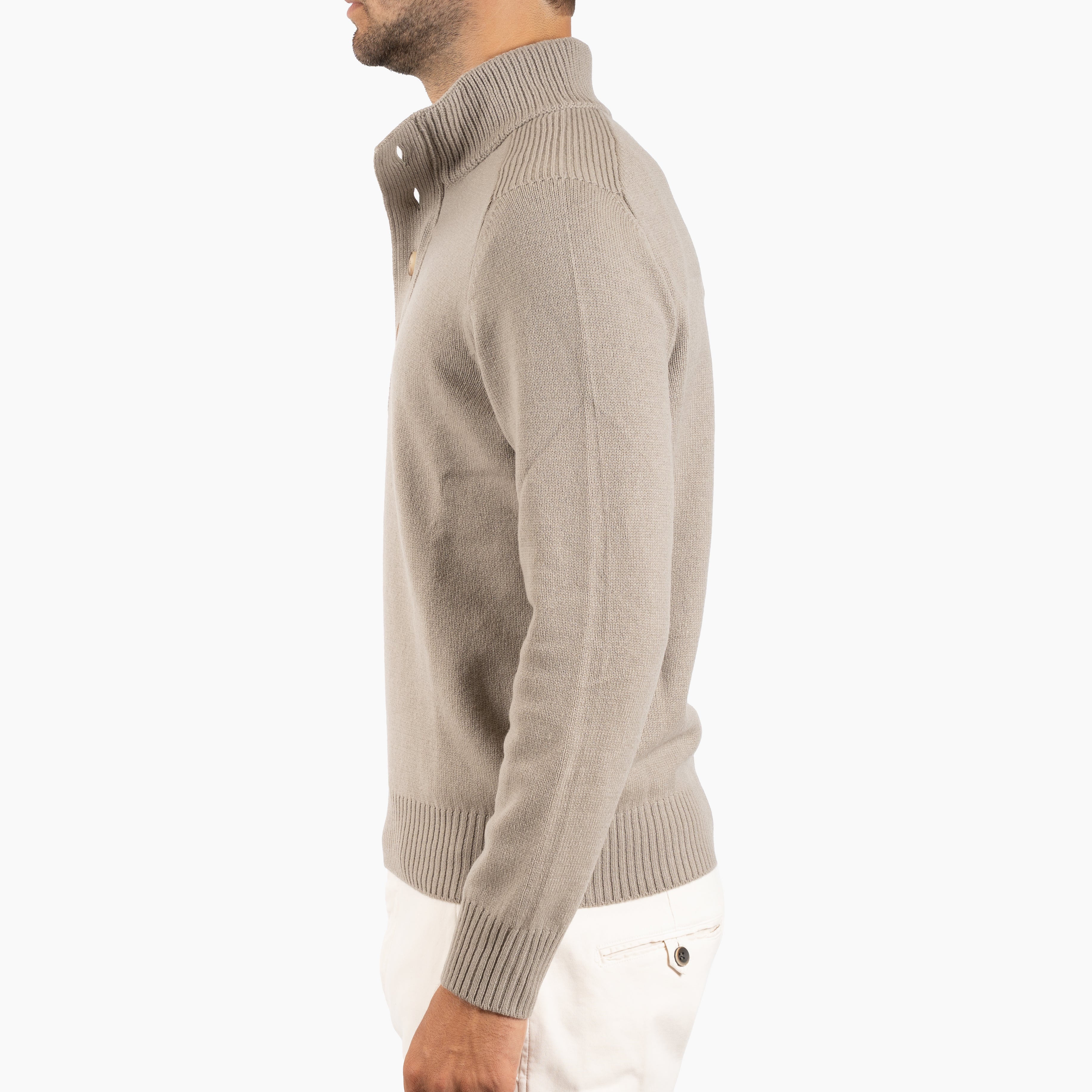Gran Sasso Gebreide Trui met Knopenlijst Beige | Super Geelong