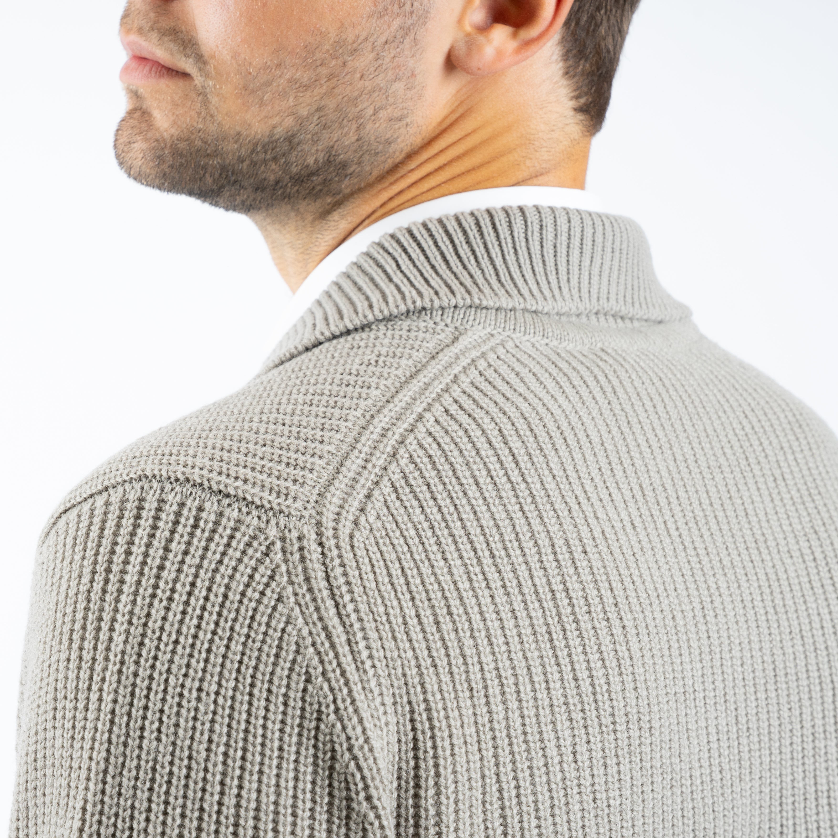 Gran Sasso Gebreide Buttonless Polotrui Sage Groen | Super Geelong