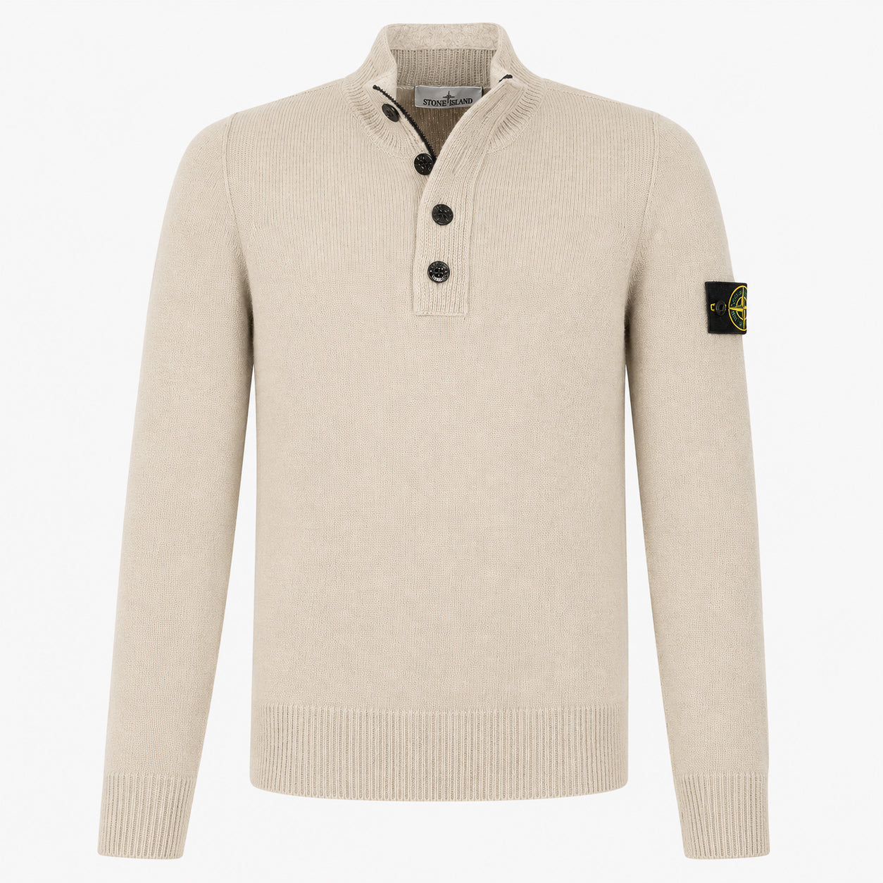 Stone Island Gebreide Trui met Knopenlijst Zand | Lambswool