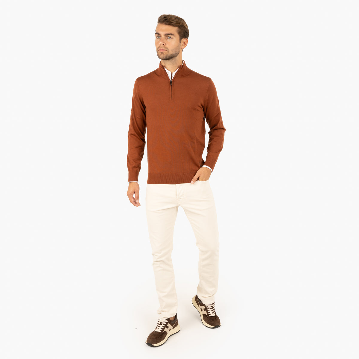 SEVEN DIALS Gebreide Trui met Rits Camel | Saul