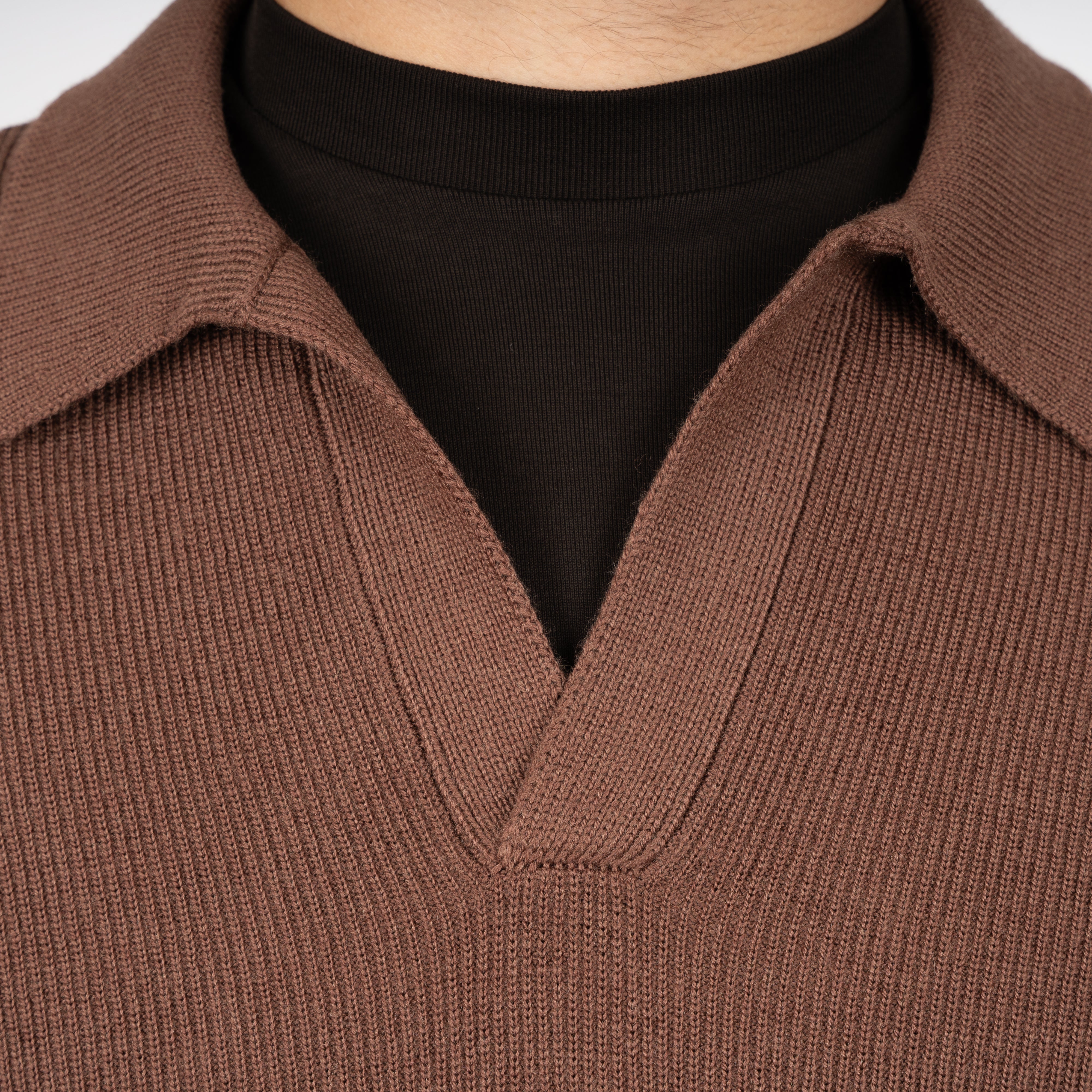 Gran Sasso Gebreide Buttonless Polotrui Camel | Extrafine Merino