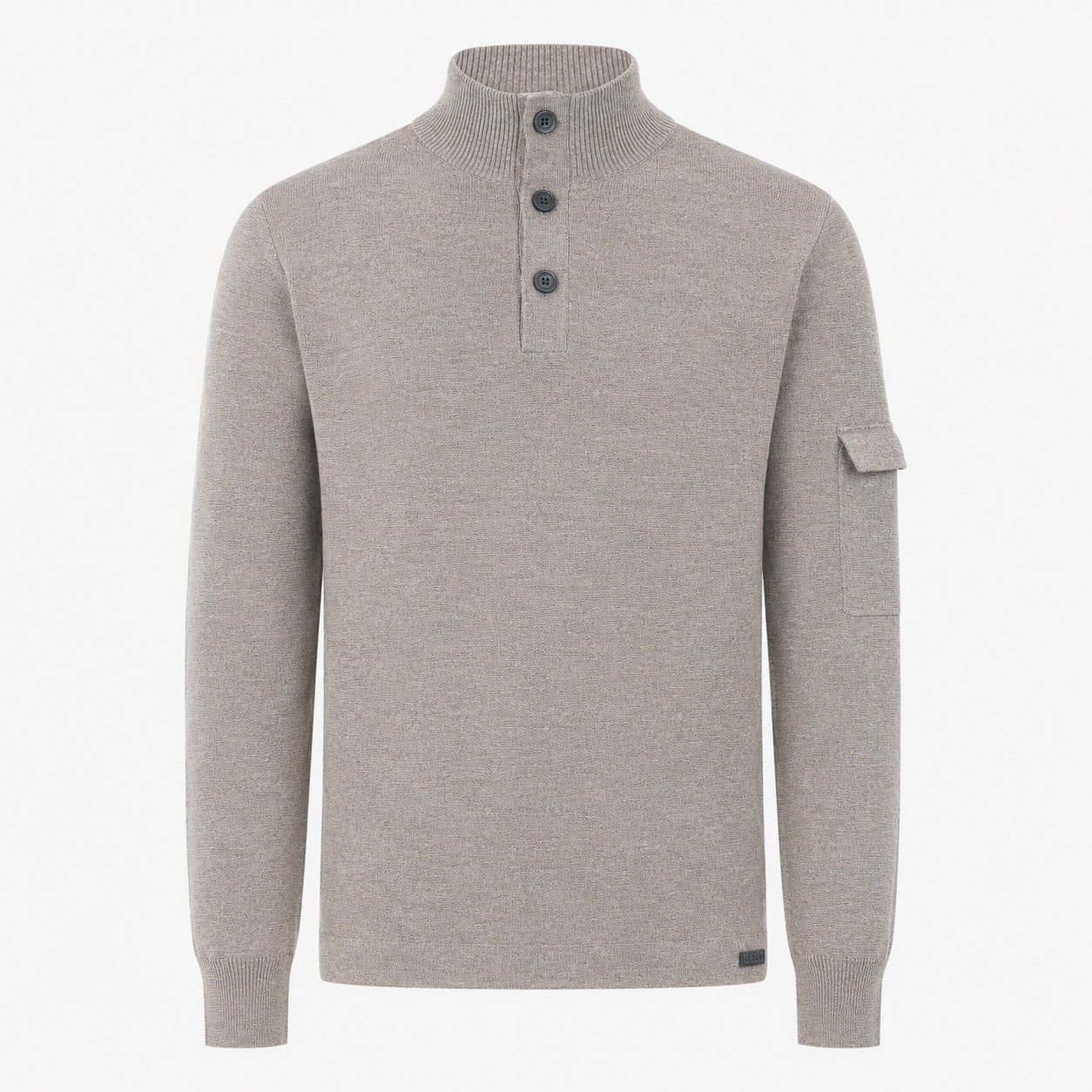 Genti Gebreide Trui met Knopenlijst Beige | Wool