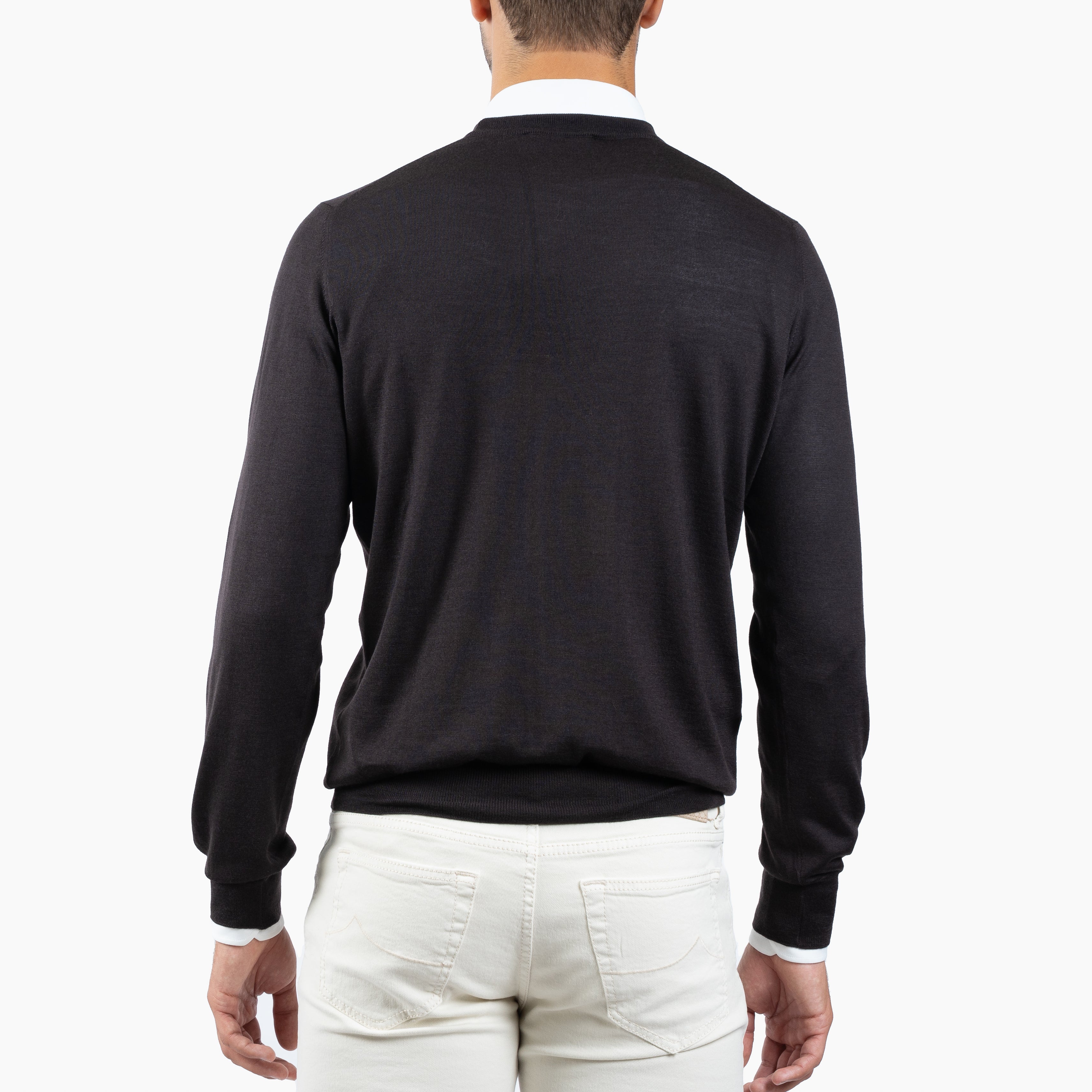 Gran Sasso Gebreide Trui Ronde Hals Bruin | Cashmere-Lana-Seta