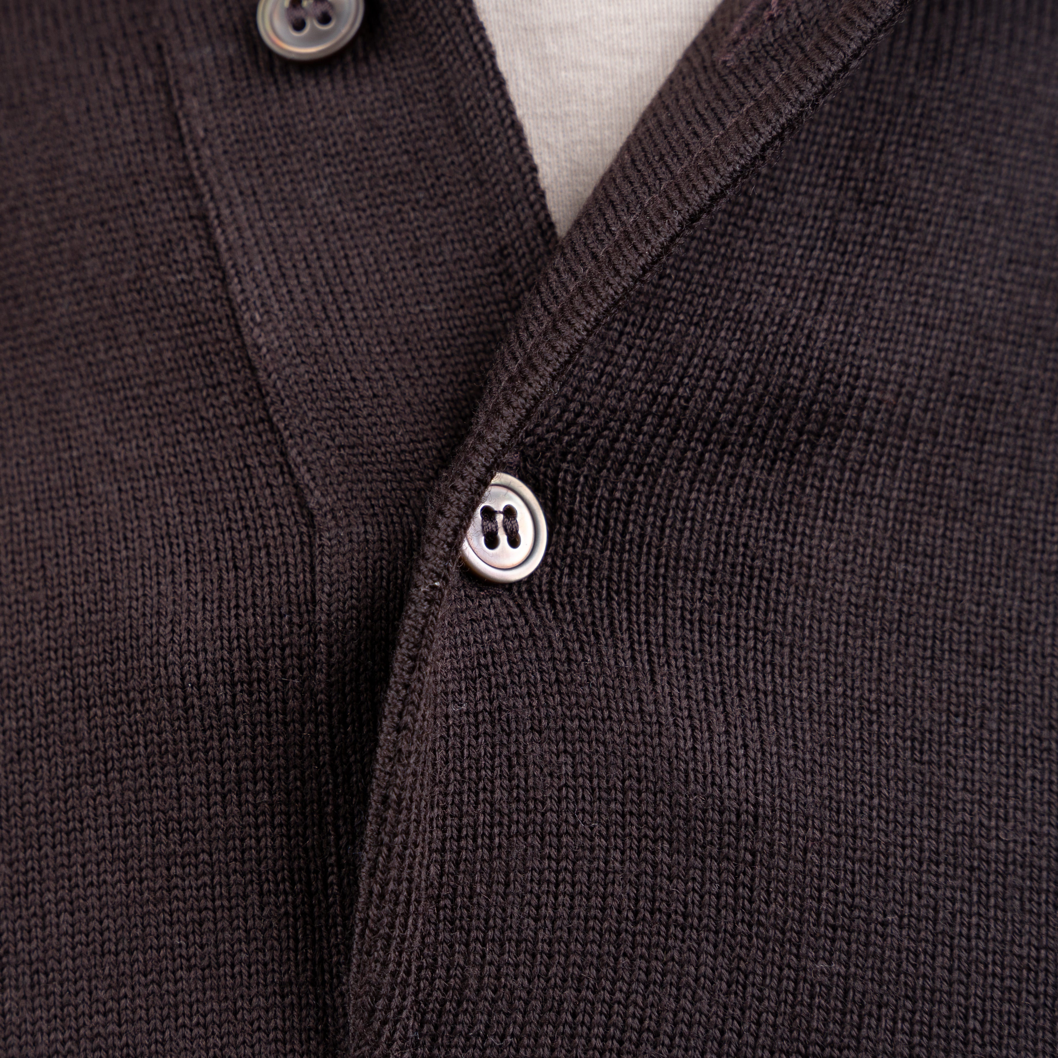 Gran Sasso Gebreide Polo Lange Mouw Bruin | Extrafine Merino