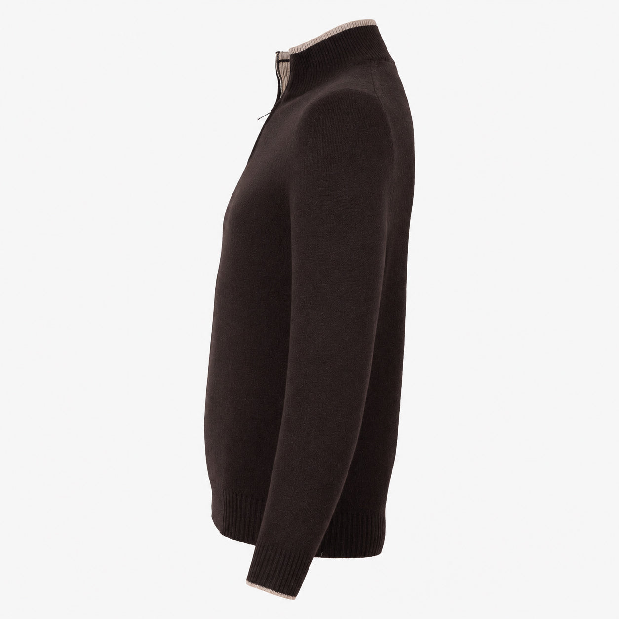 Fedeli Gebreide Trui met Rits Bruin | Favonio Superfine Wool 140