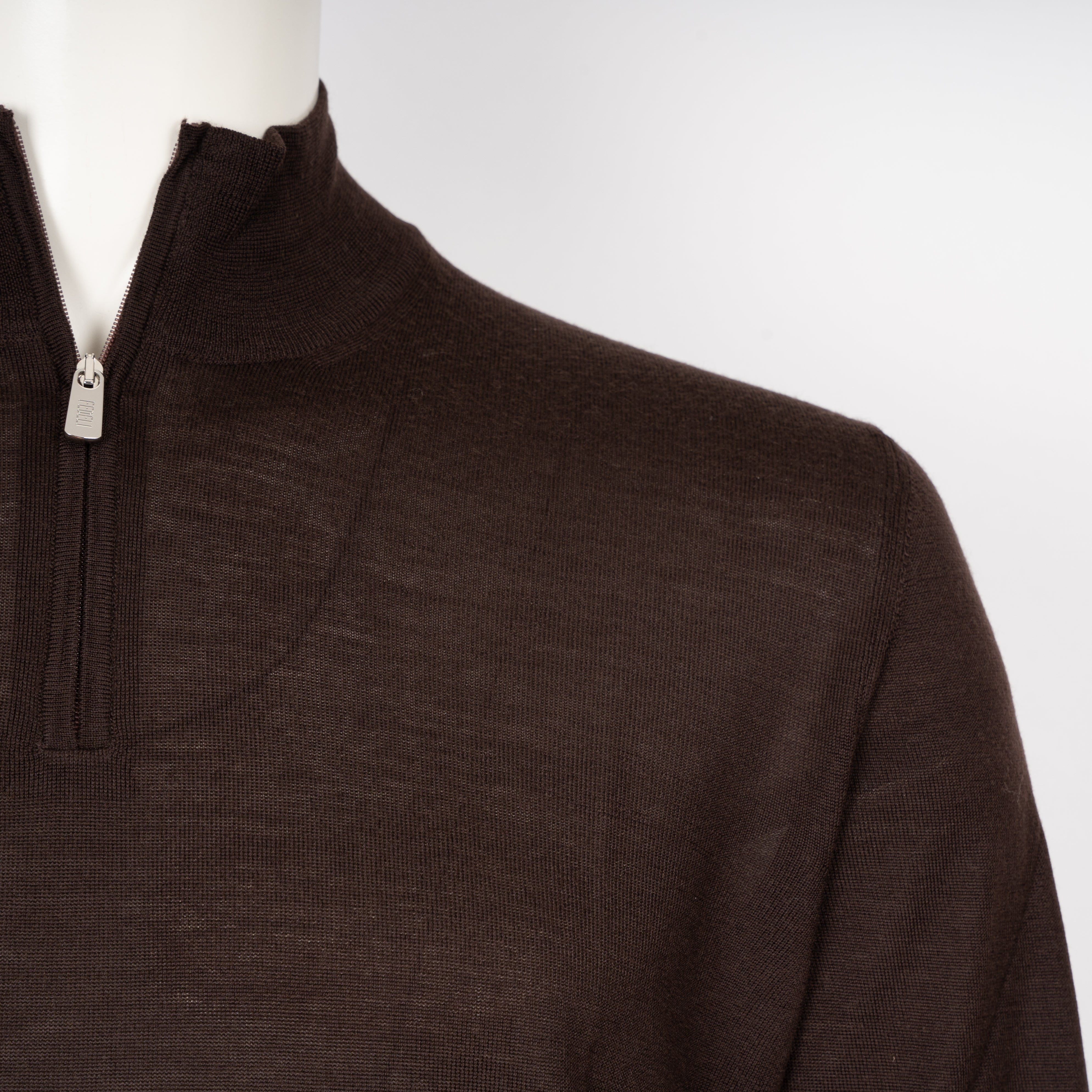 Fedeli Gebreide Trui met Rits Bruin | Favonio Superfine Wool 140