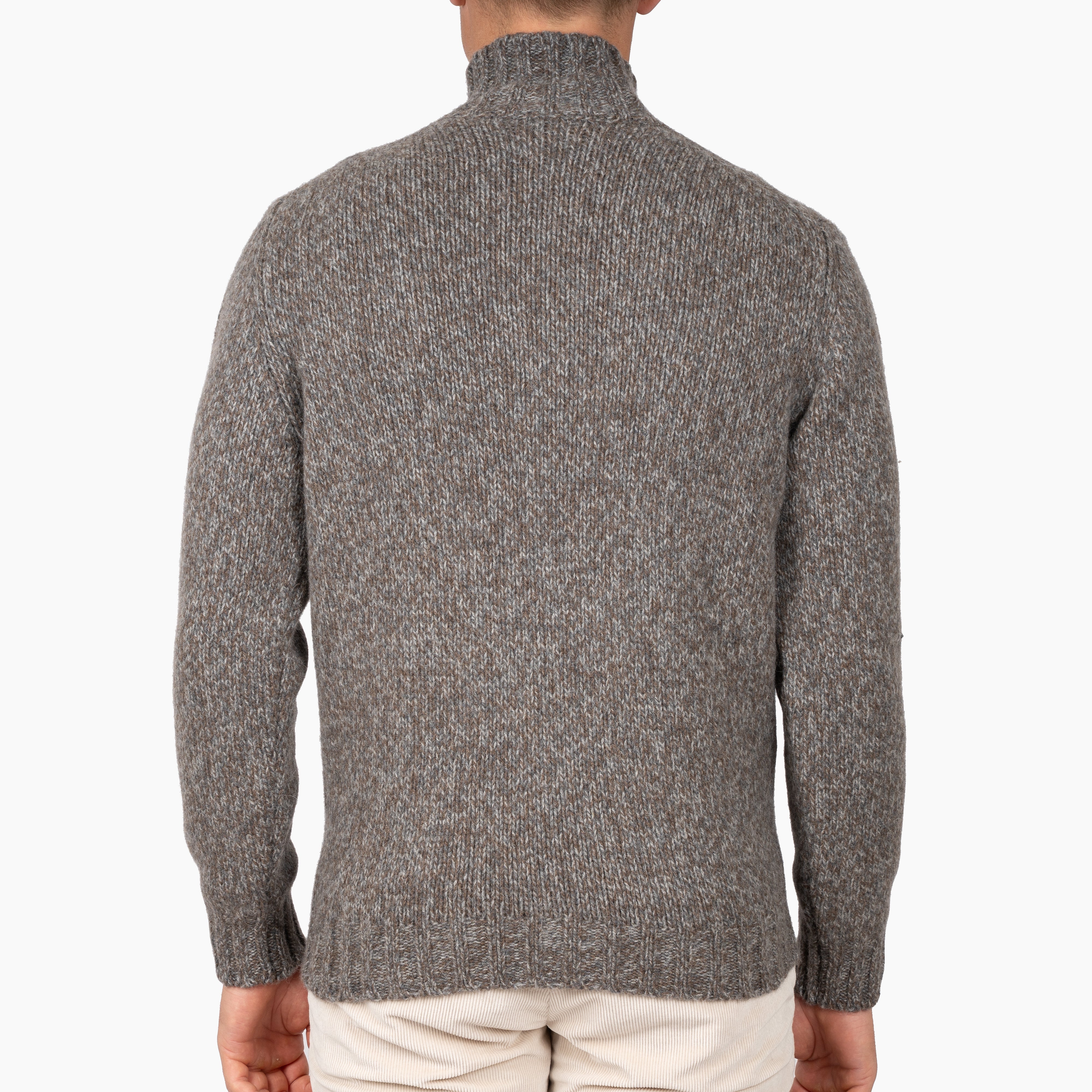 Fedeli Gebreide Turtleneck Trui Bruin & Grijs | Onda Baby Alpaca