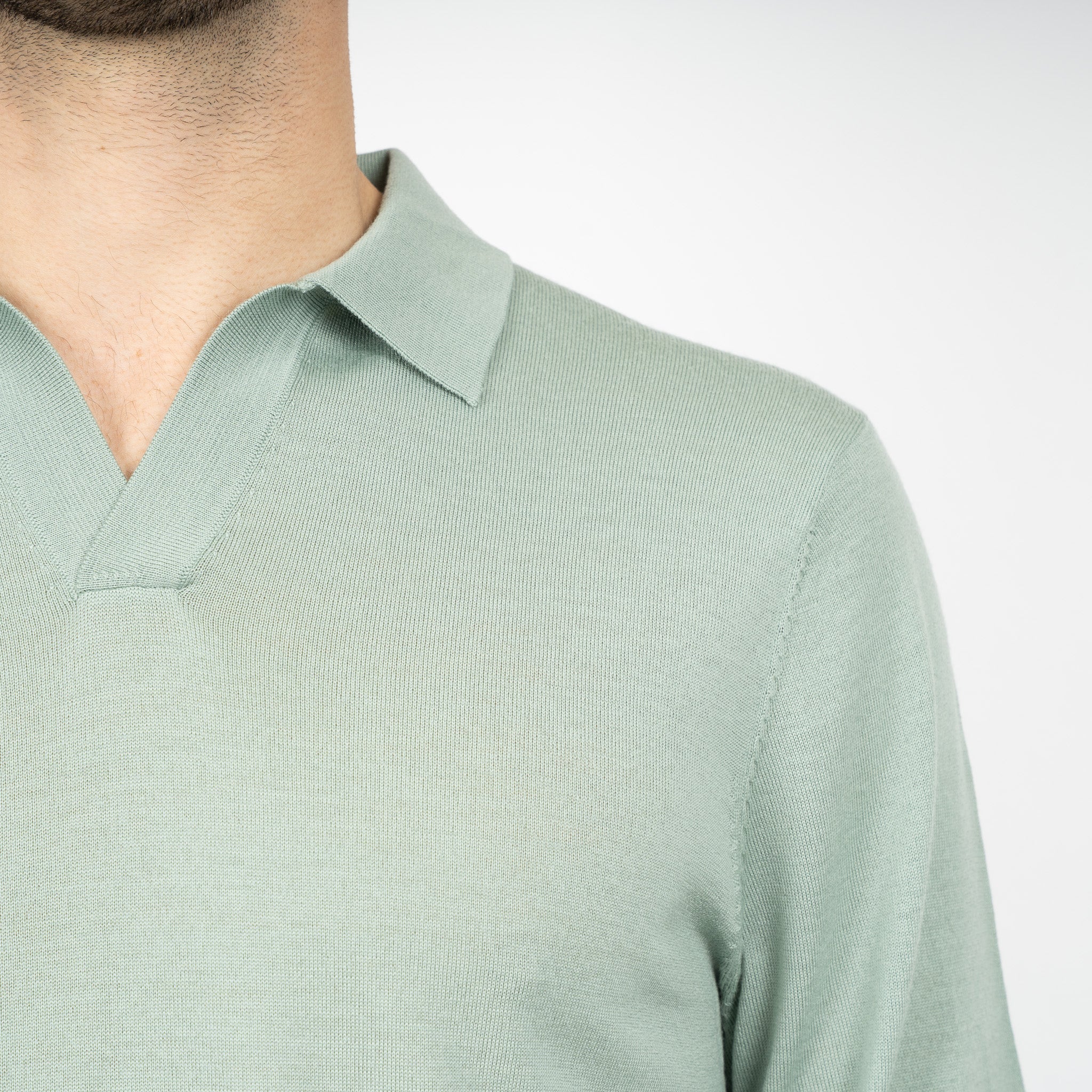 SEVEN DIALS Gebreide Buttonless Polotrui Lichtgroen | Blake