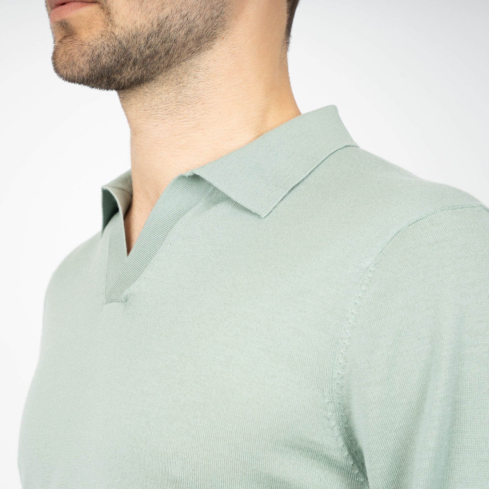 SEVEN DIALS Gebreide Buttonless Polotrui Lichtgroen | Blake
